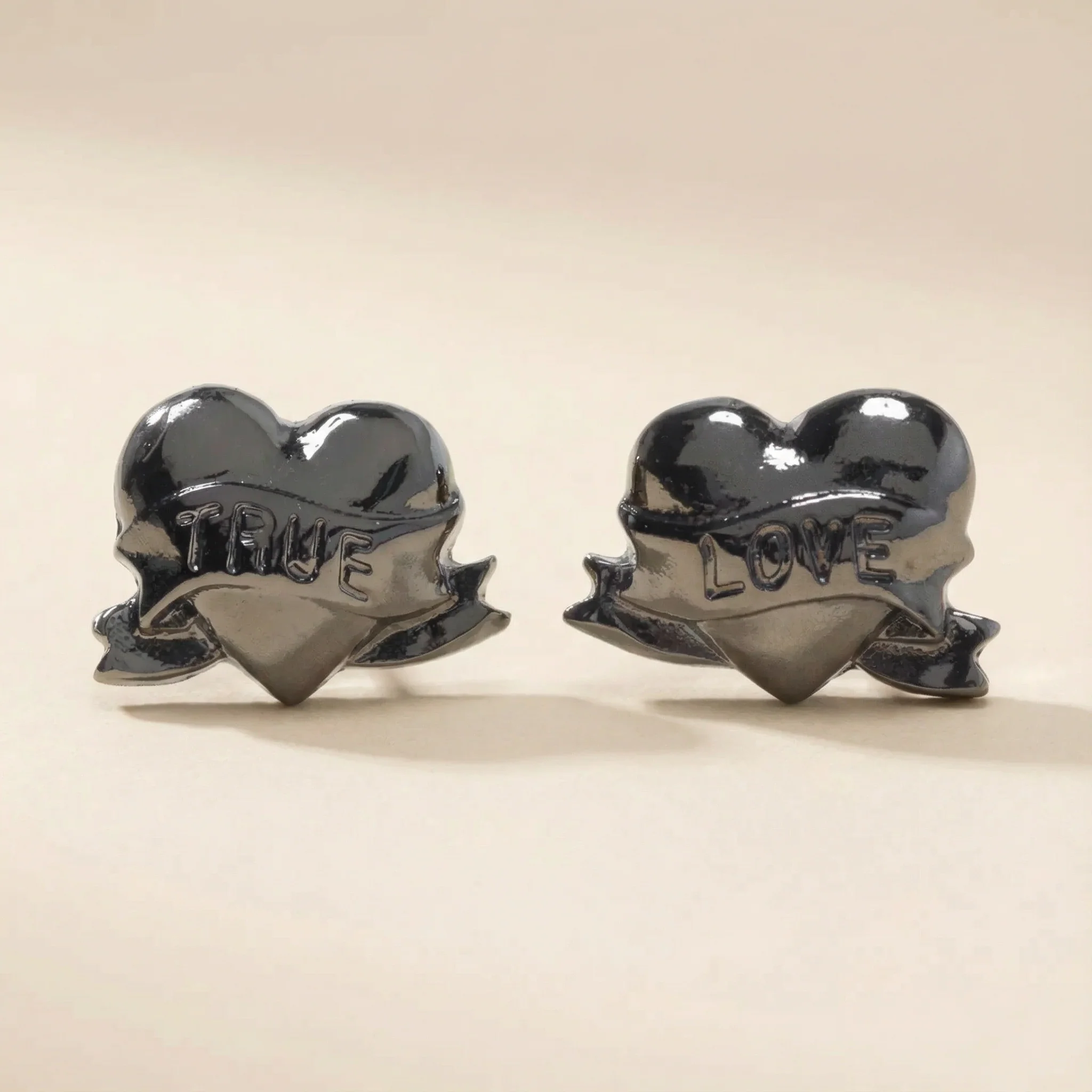 Sourpuss True Love Stud Earrings | Tattoo Heart Jewelry | Rockabilly Romantic Accessories - Image 5