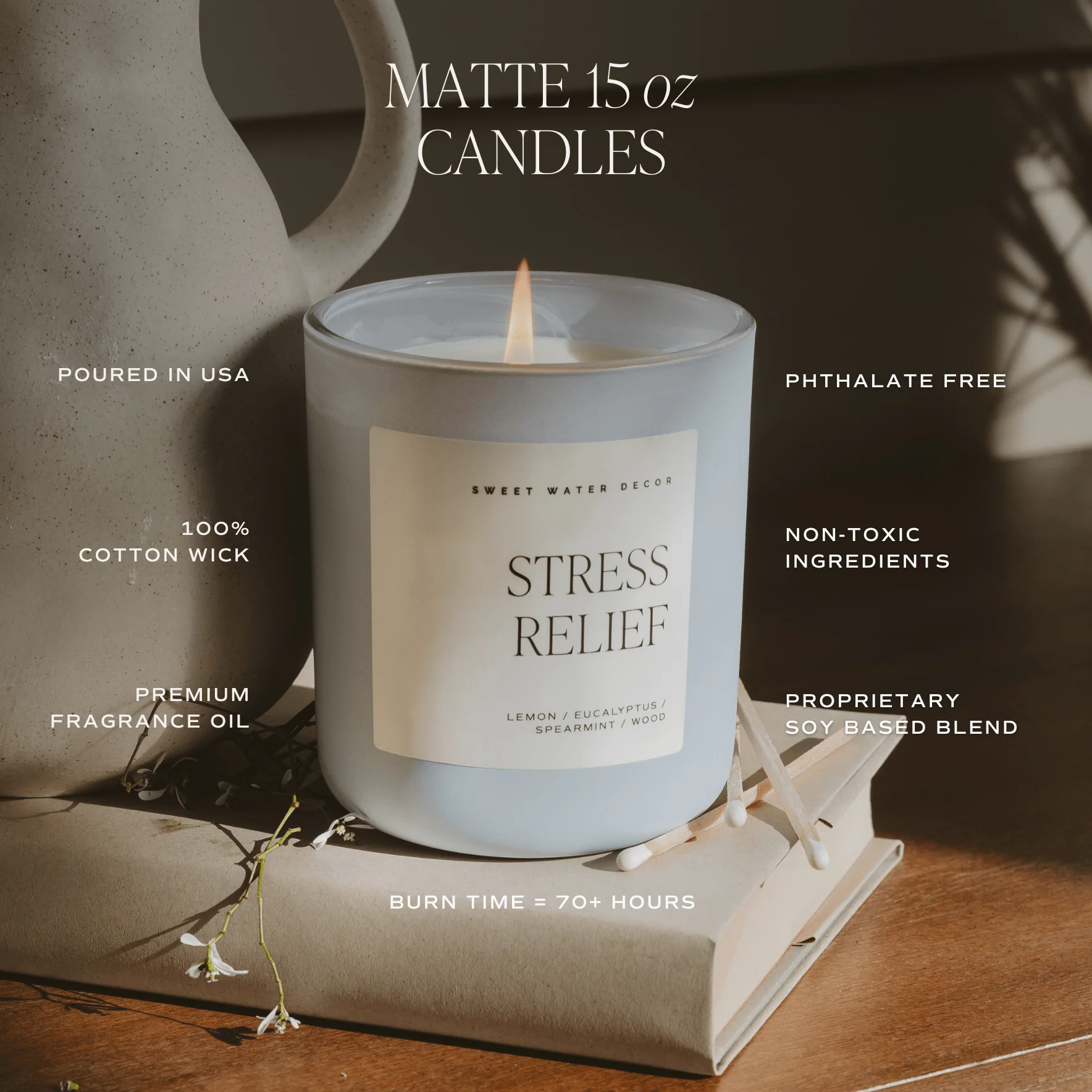 Spa Day Soy Candle - Blue Matte Jar - 15 oz - Image 4