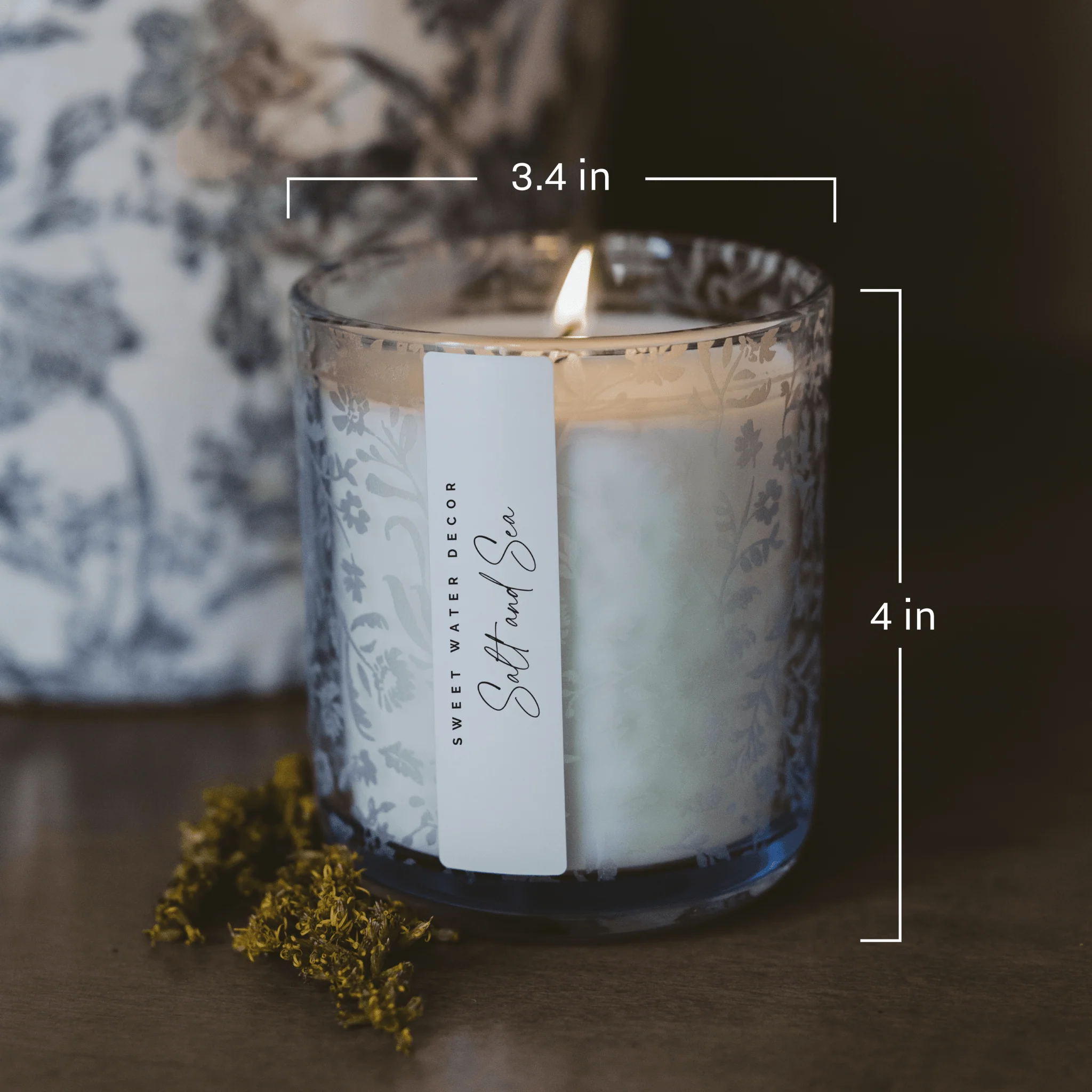 Spa Day Soy Candle - Blue Tinted Glass Jar - 12 oz - Image 6
