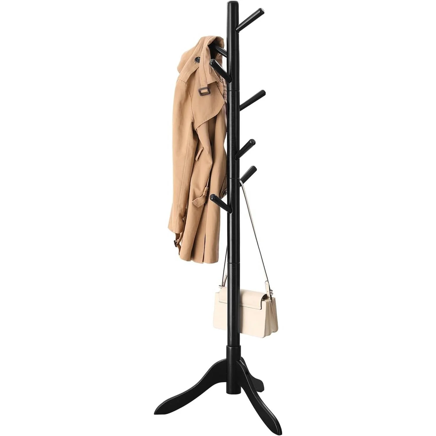 Space Saving Solid Wood Modern Coat Rack in Black Finish - Image 4