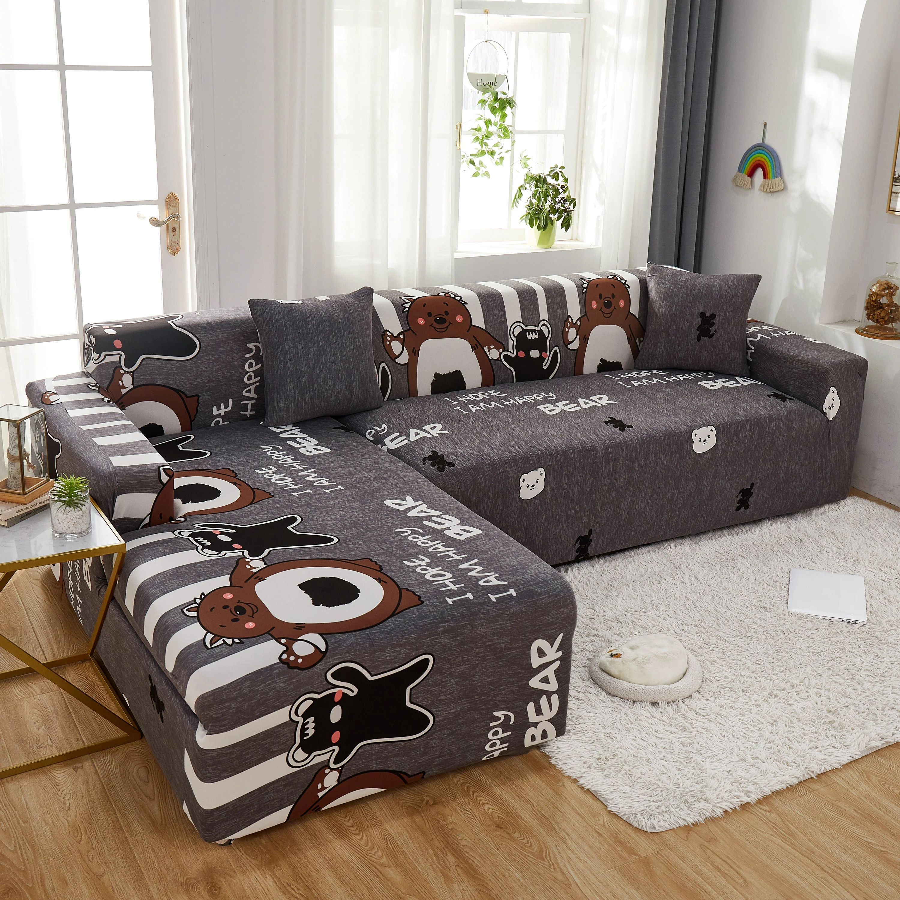 Spandex Non-Slip Stretch Sofa Covers for L Shape Sectional Couch, Great for Dogs, Pets, Kids, Washable, Fits 1/2/3/4/5 Seater Sofas - Image 2