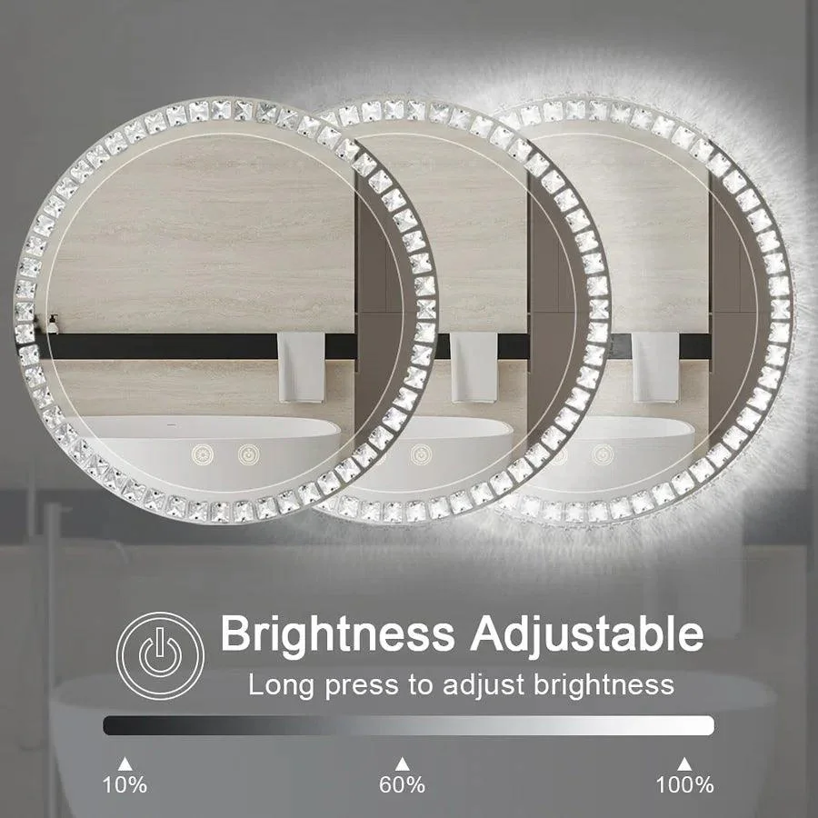 Sparkle Vision round 24 in LED Wall-Mounted Frameless Bathroom Vanity Mirror with Anti-Fog,Smart Dimmable and 3 LED Color - Image 7