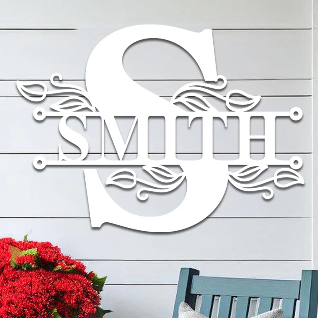 Split Initial Scroll Family Name Sign - Image 2