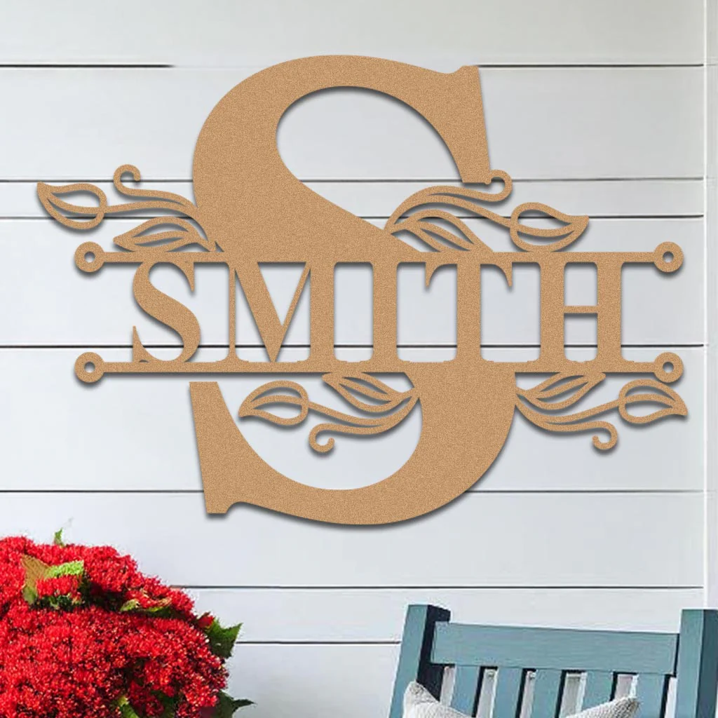 Split Initial Scroll Family Name Sign - Image 3