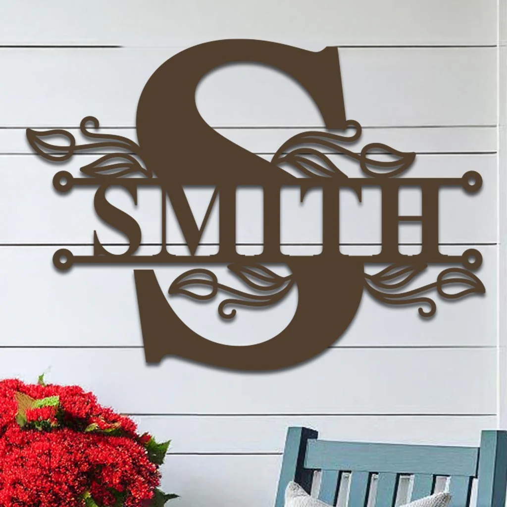 Split Initial Scroll Family Name Sign - Image 5