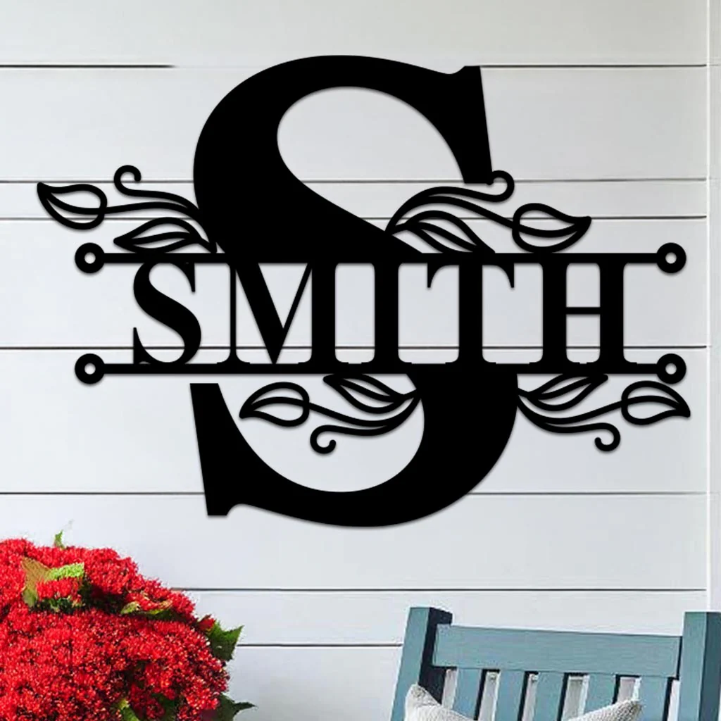 Split Initial Scroll Family Name Sign - Image 6