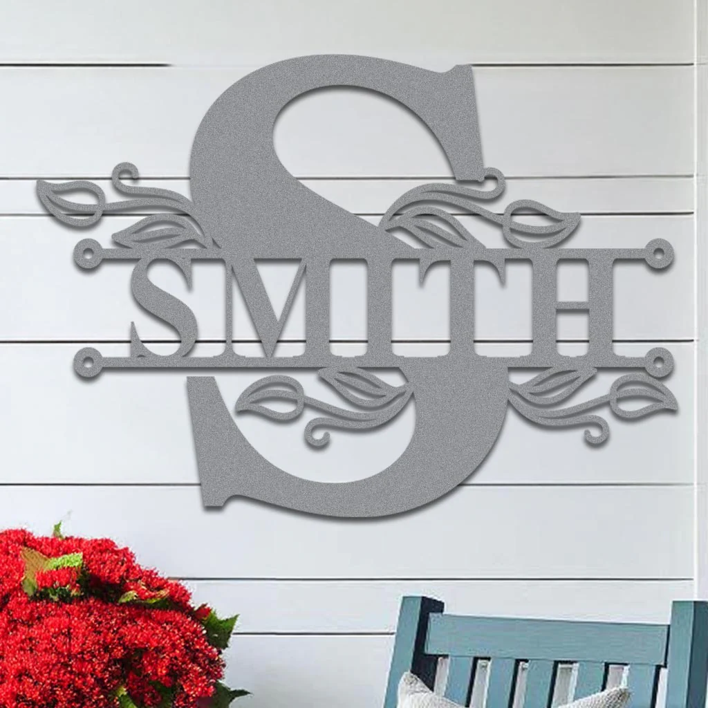 Split Initial Scroll Family Name Sign - Image 7