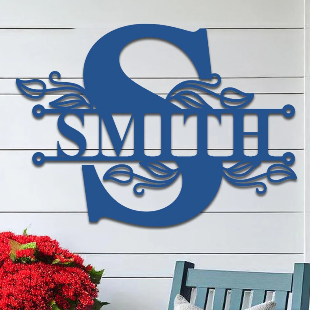 Split Initial Scroll Family Name Sign - Image 8