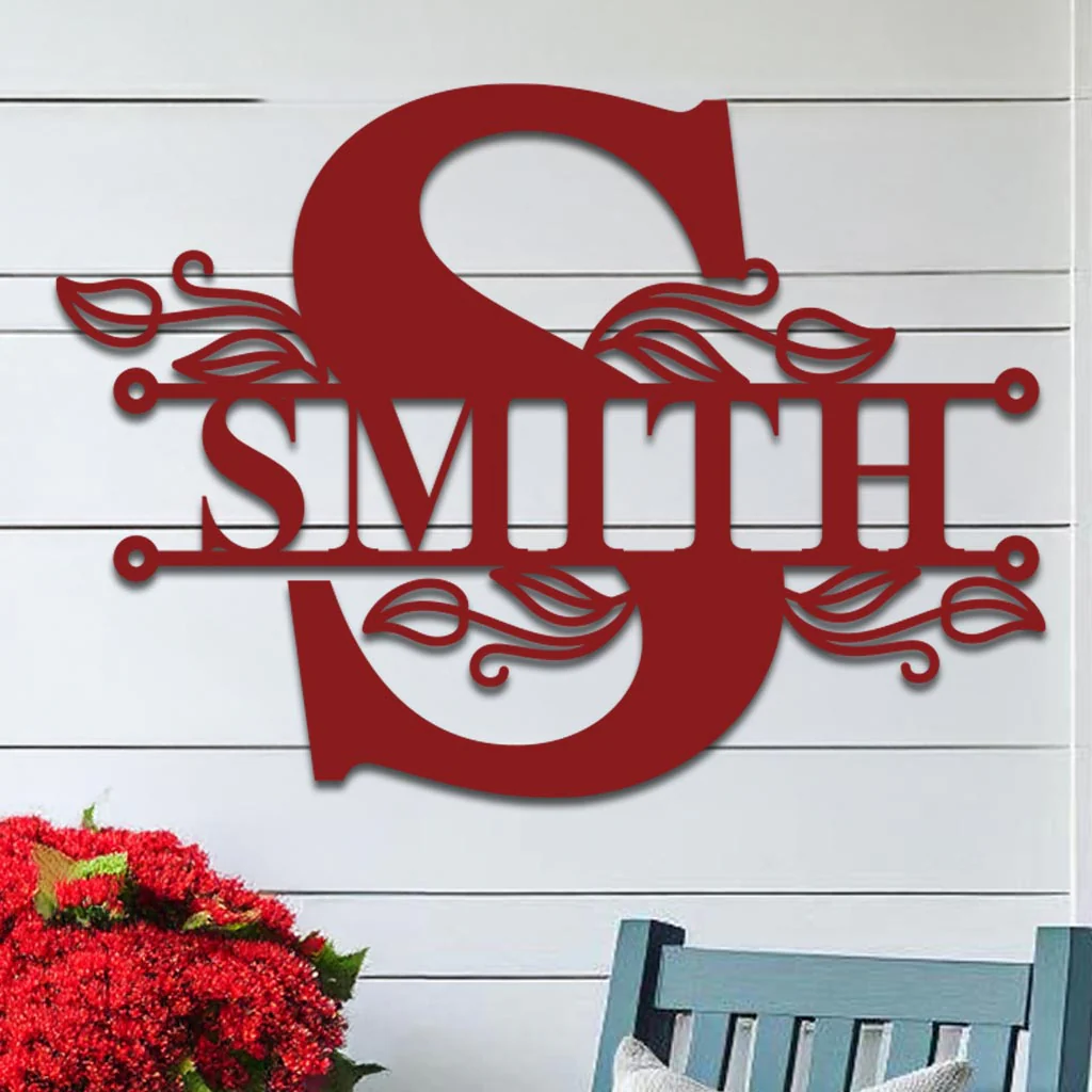Split Initial Scroll Family Name Sign - Image 9