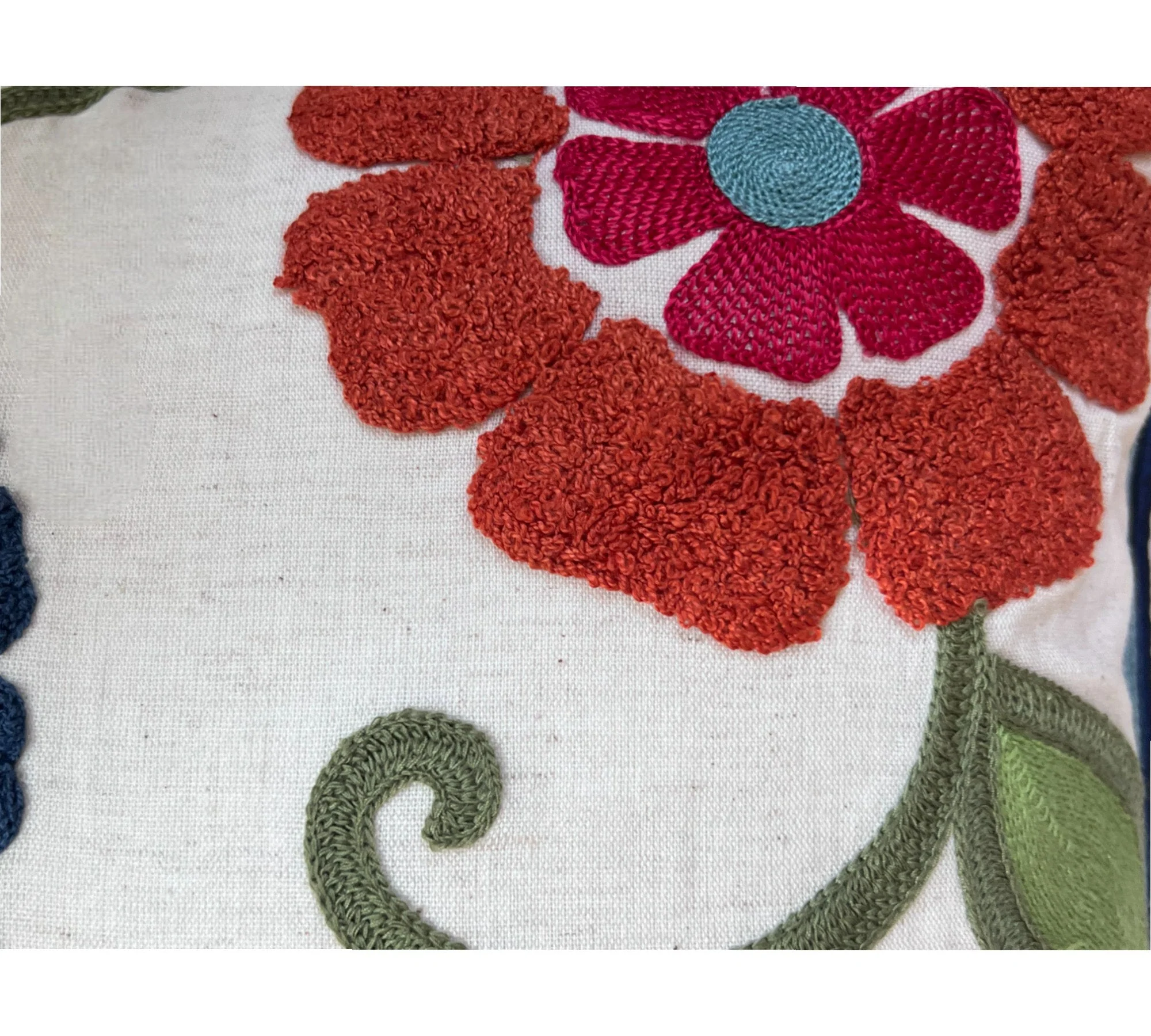 18x18" Embroidered Floral Boho Floral Throw Pillow Decorative Cover - Image 6