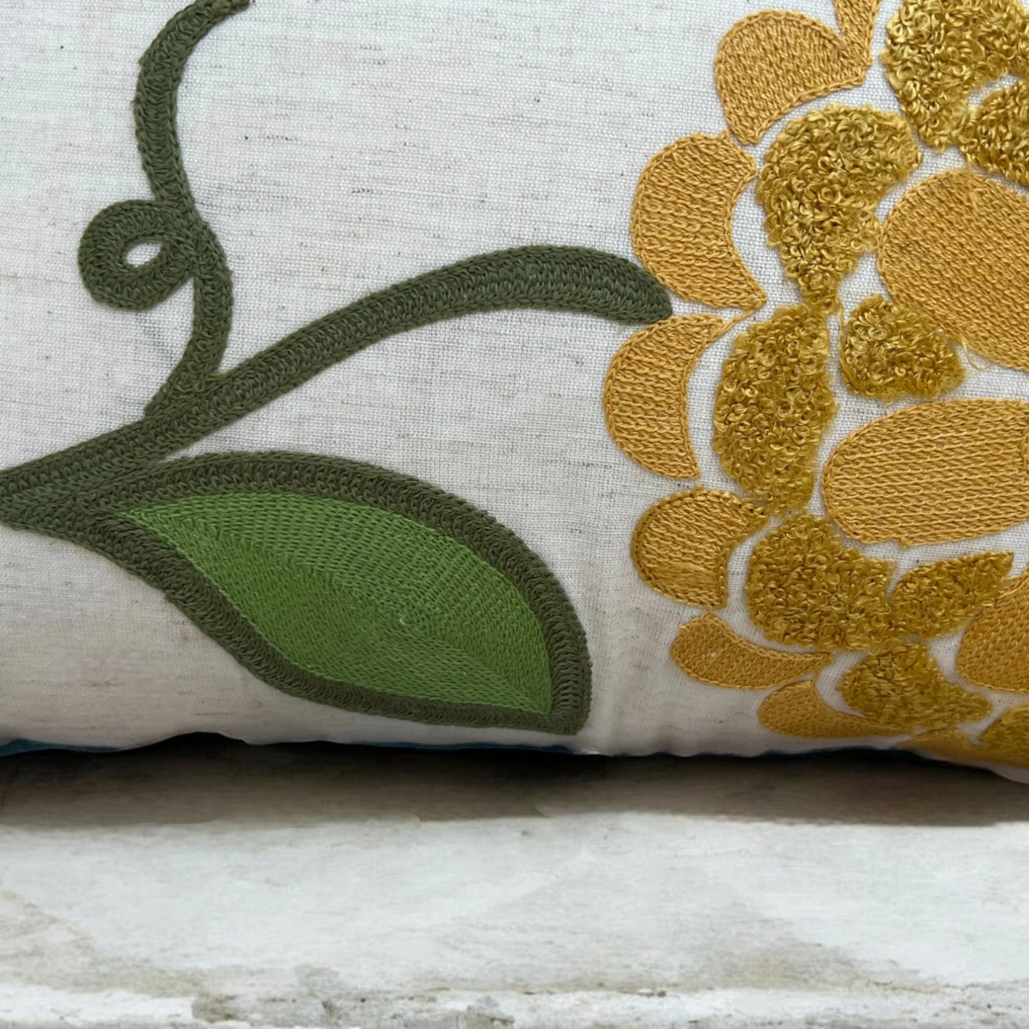 18x18" Embroidered Floral Boho Floral Throw Pillow Decorative Cover - Image 9