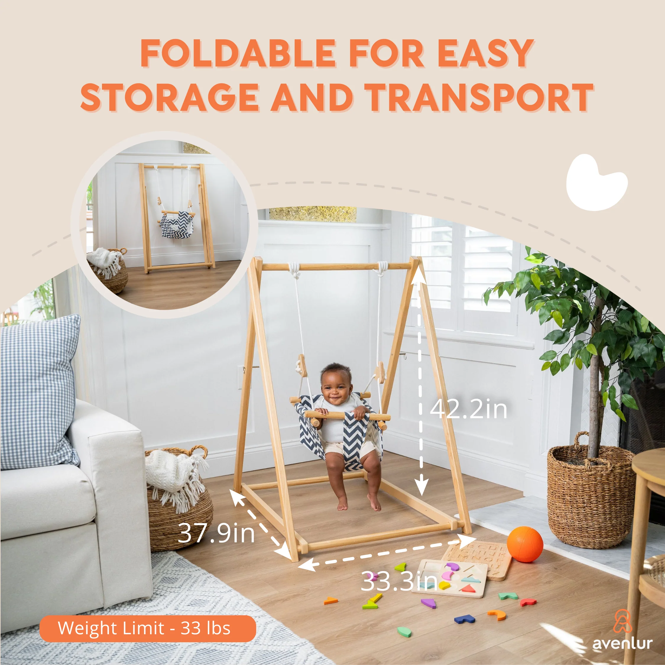 Spruce | Foldable Baby Swing - Blue Wave - Image 4