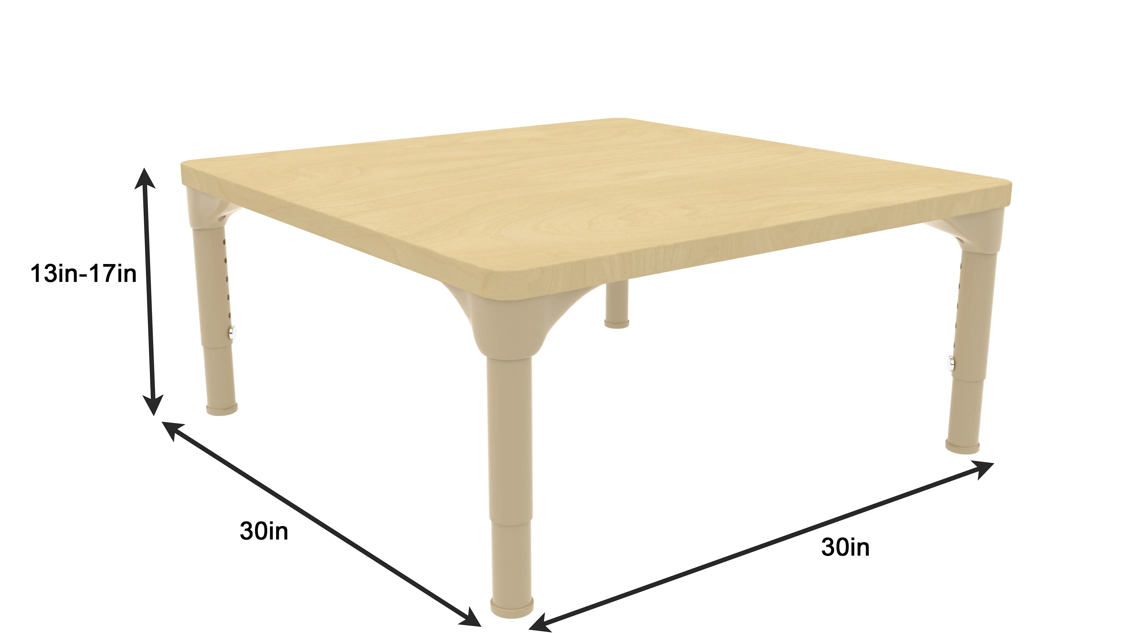 Square Adjustable Kids Table – 13" to 17" Height | Preschool & Toddler Activity Table for Classrooms & Daycares - Image 9