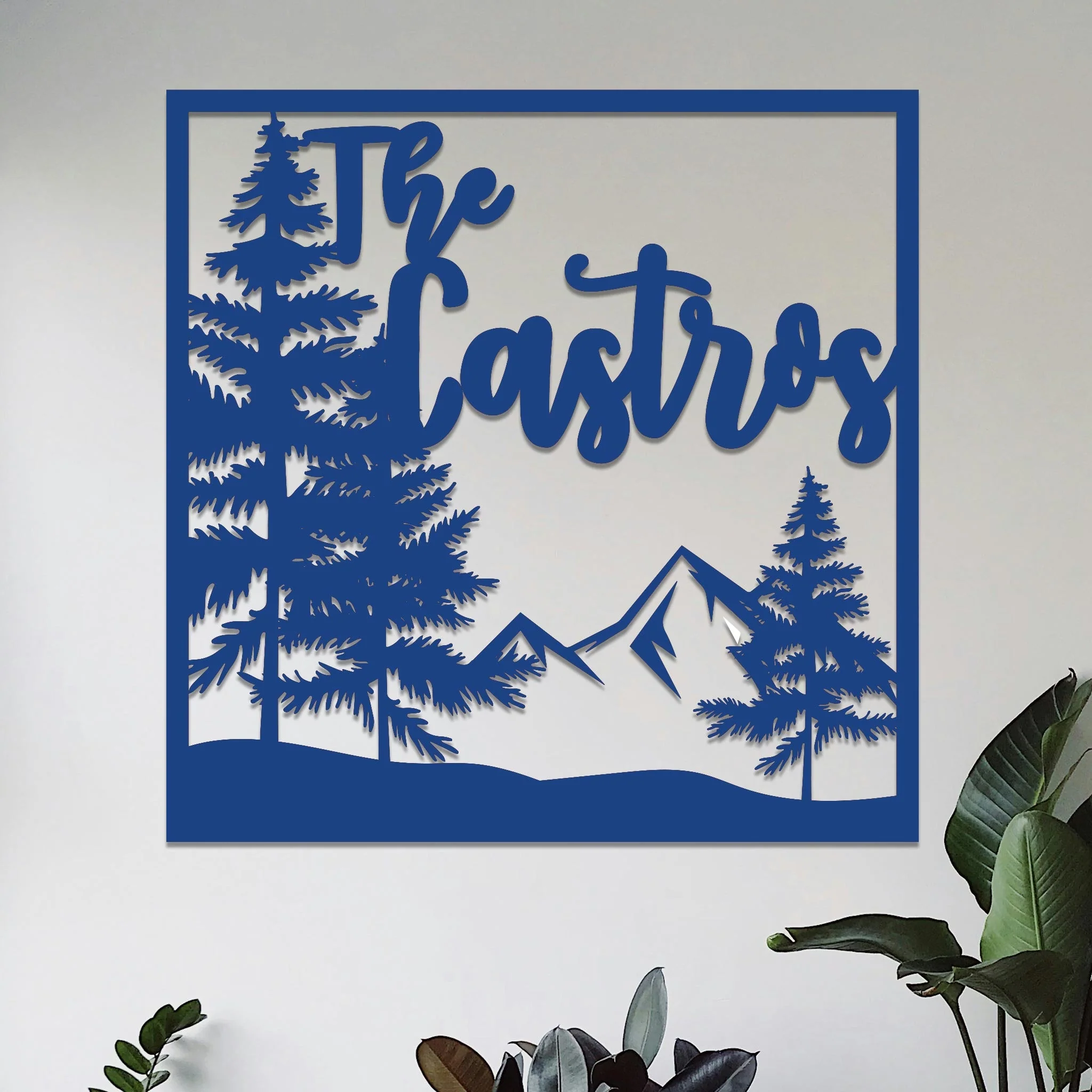 Square Mountain and Trees Family Name Sign - Image 4