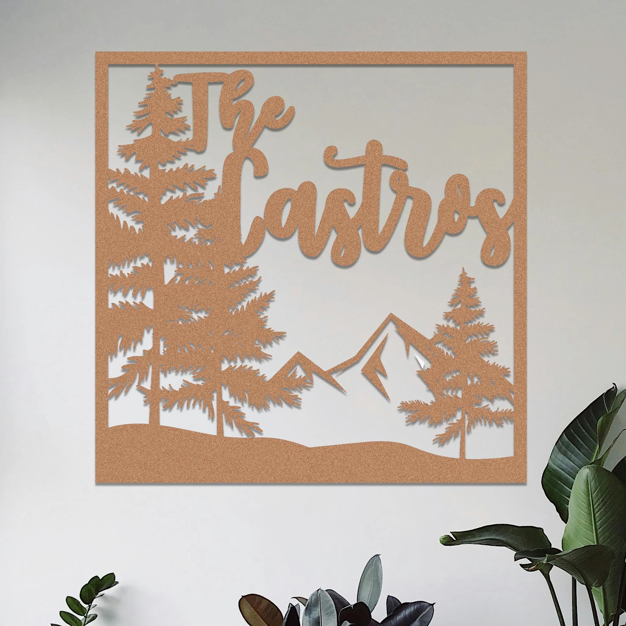 Square Mountain and Trees Family Name Sign - Image 7