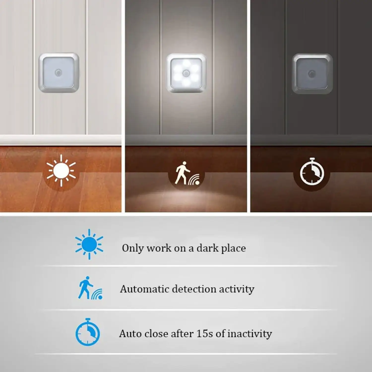 Square & PIR Motion Sensor Light for Closet with Battery - Image 11
