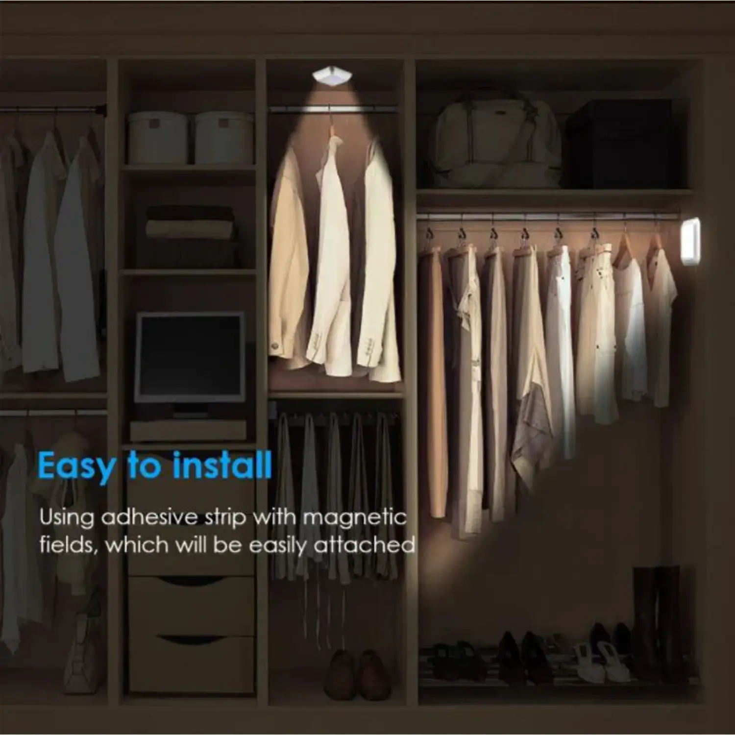 Square & PIR Motion Sensor Light for Closet with Battery - Image 13