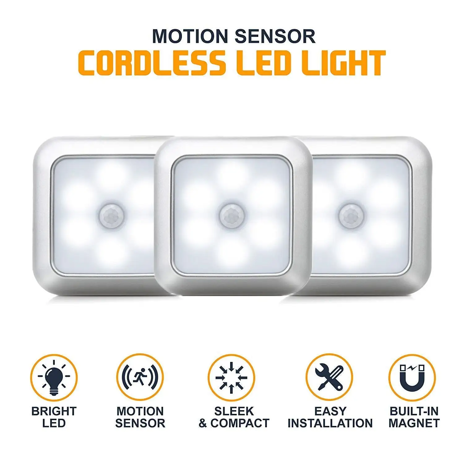 Square & PIR Motion Sensor Light for Closet with Battery - Image 8