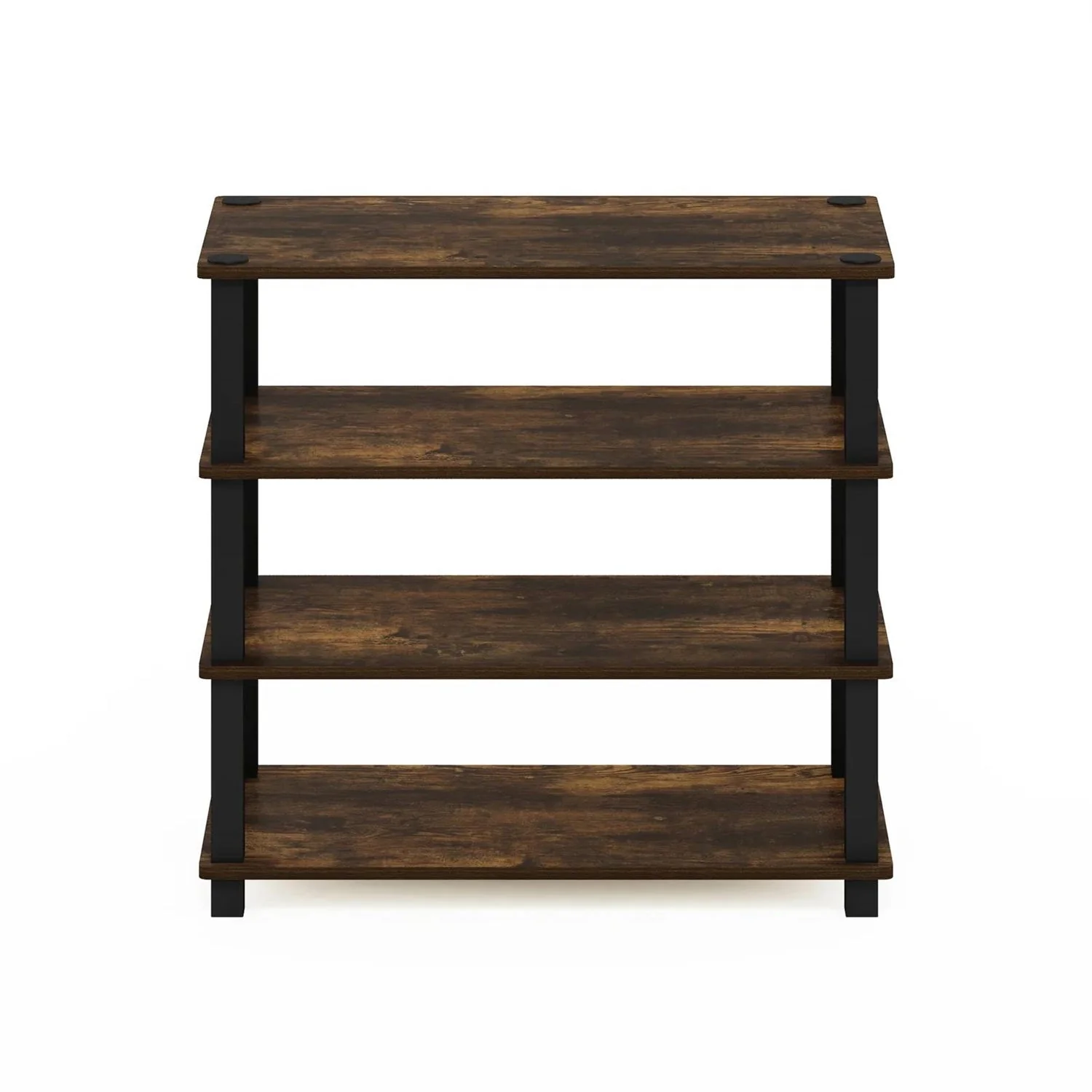 Stackable 4-Shelf Black Brown Wood Shoe Rack - Holds up to 12 Pair of Shoes - Image 4