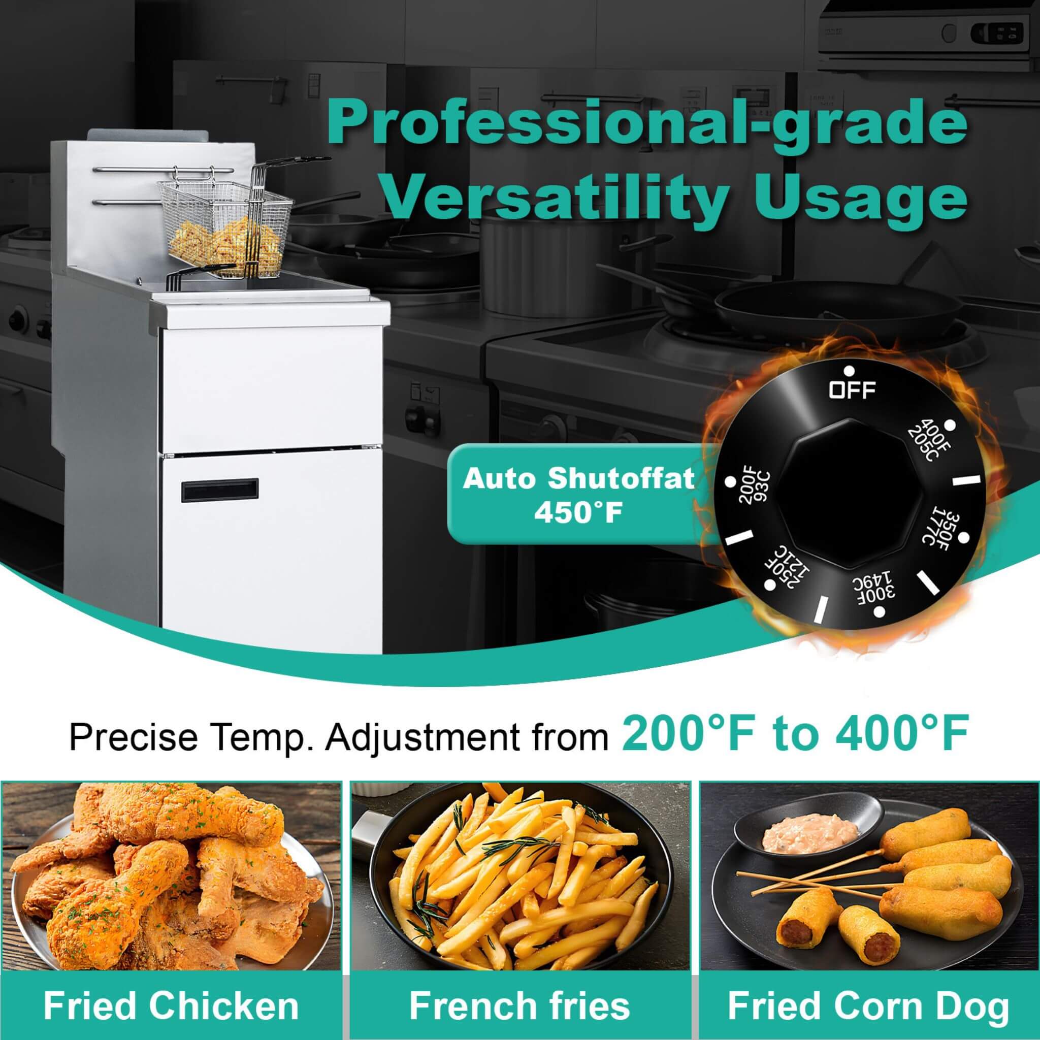 Stainless Steel Commercial 90K BTU 3-Burner Gas Liquid Propane Deep Fryer (SAK89517) - Image 6