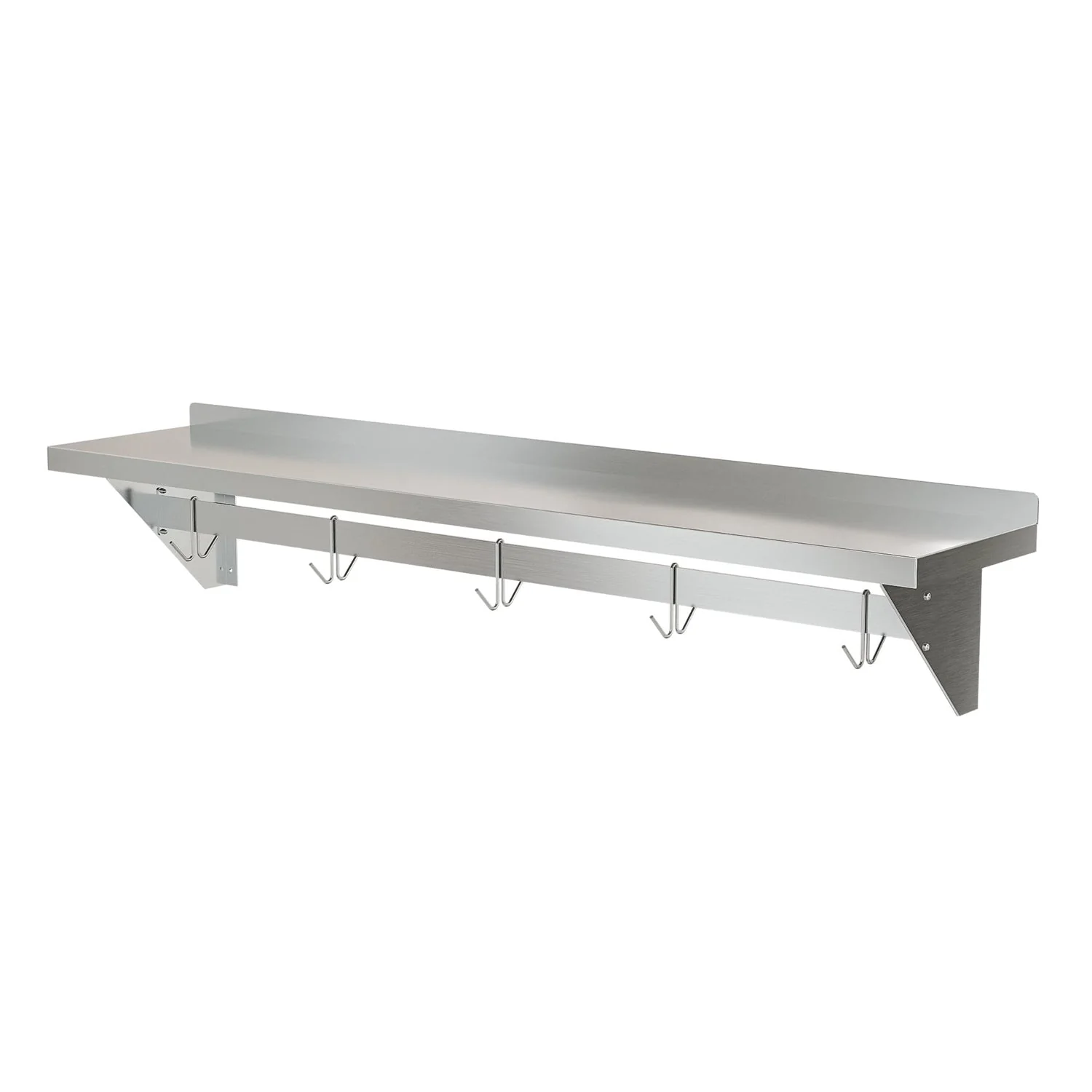 Stainless Steel Heavy Duty Wall Shelf with Pot Rack - 12 inches x 60 inches - Image 4