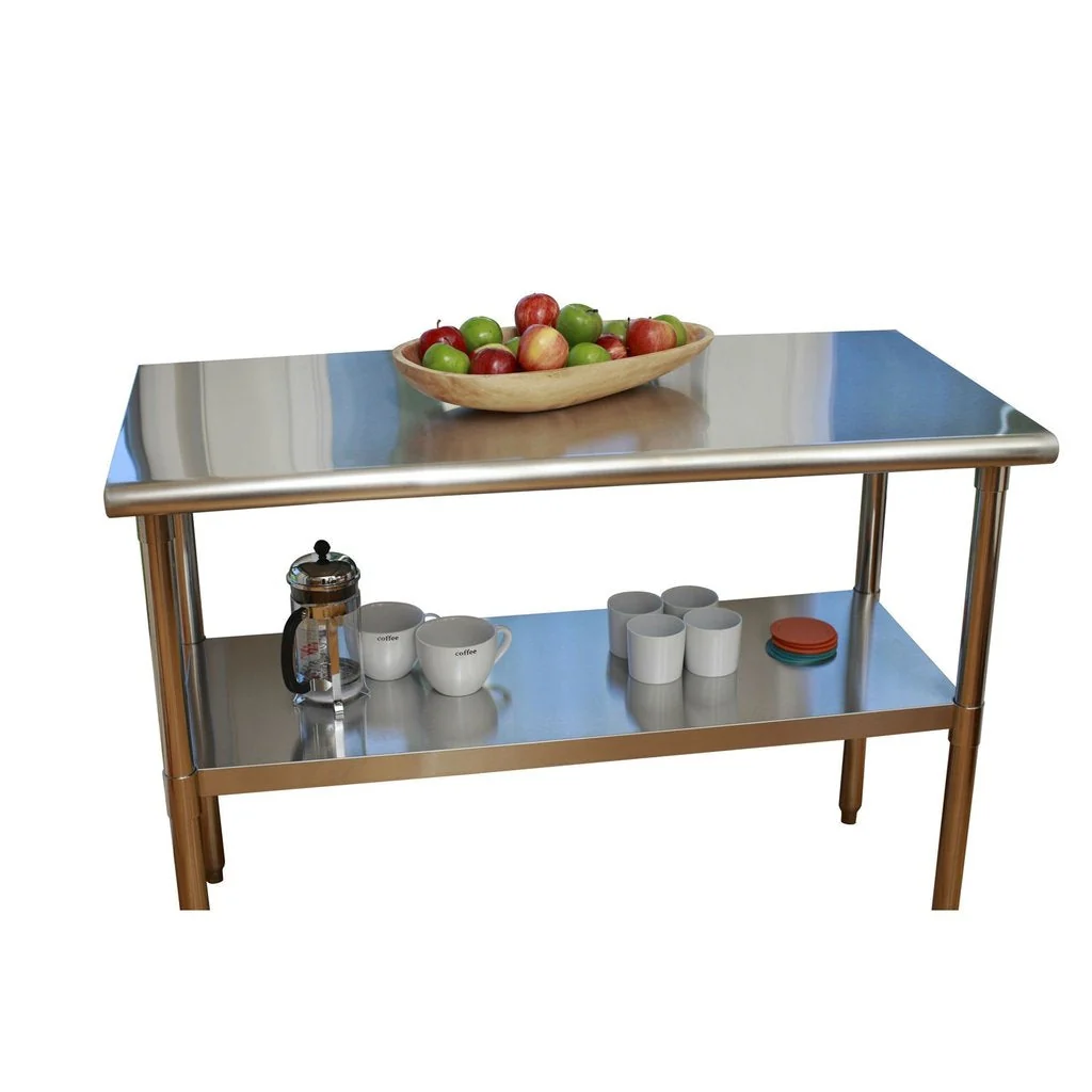 Stainless Steel Top Food Safe Prep Table Utility Work Bench with Bottom Shelf - Image 4