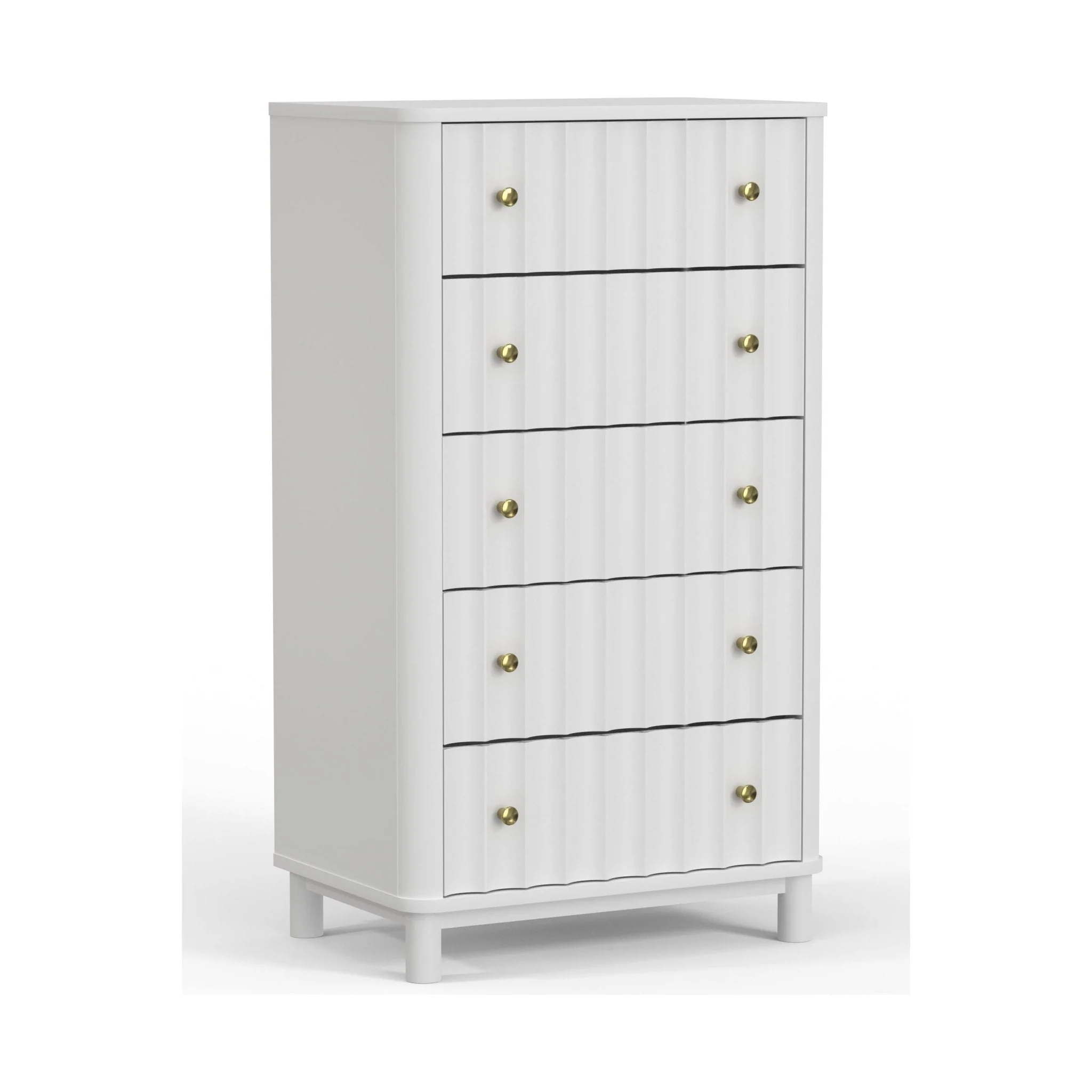 Stapleton Five Drawer Chest, White - Image 3