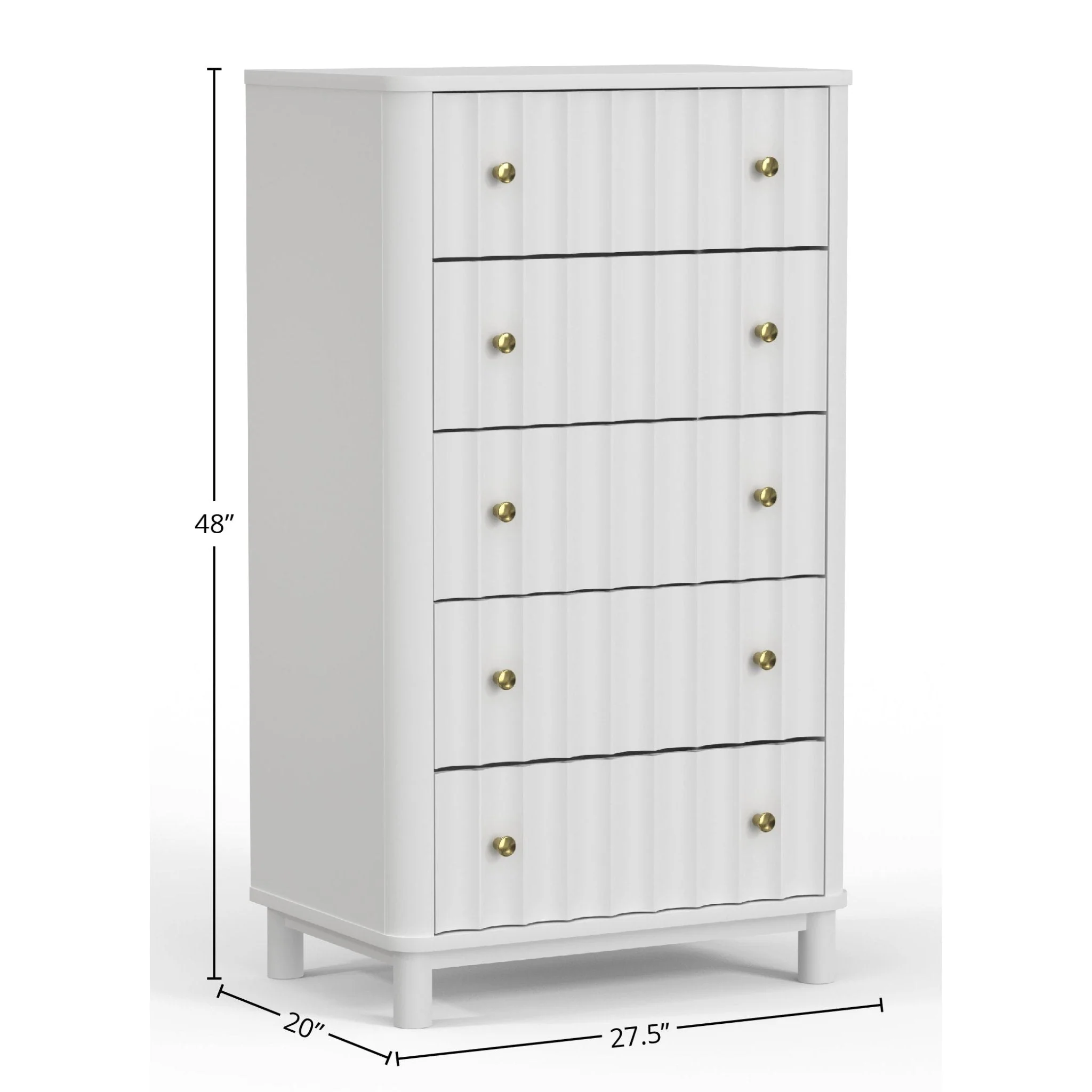 Stapleton Five Drawer Chest, White - Image 6