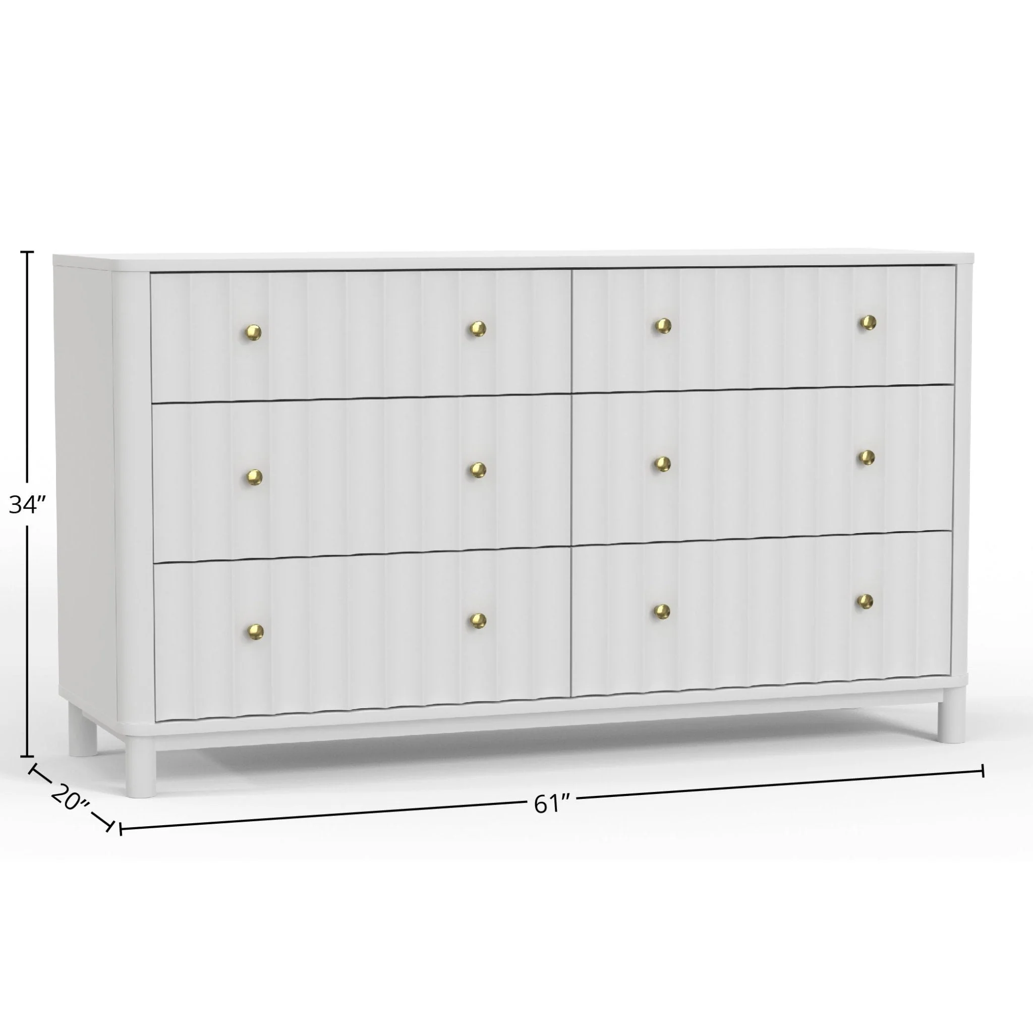 Stapleton Six Drawer Dresser, White - Image 6