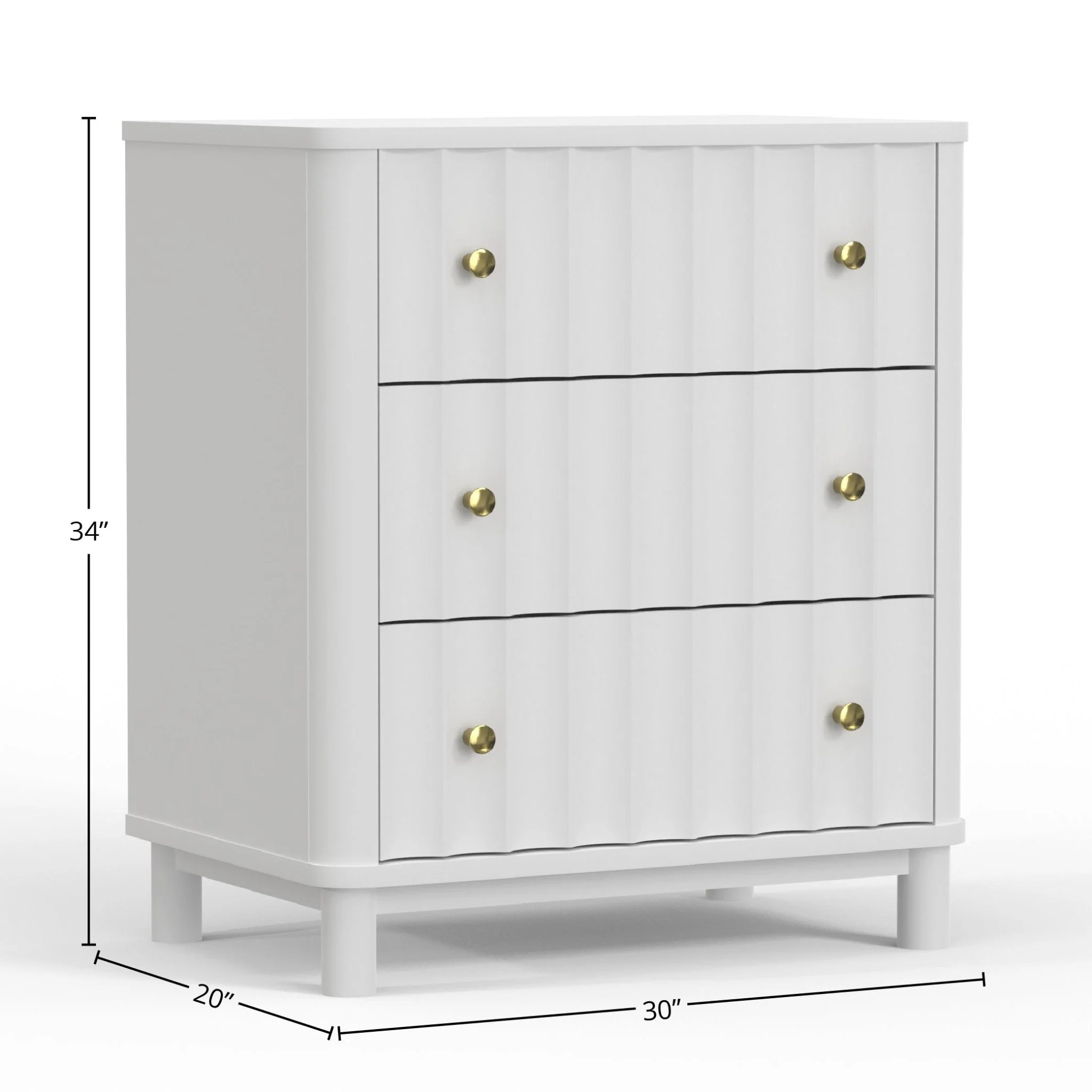 Stapleton Three Drawer Small Chest, White - Image 6