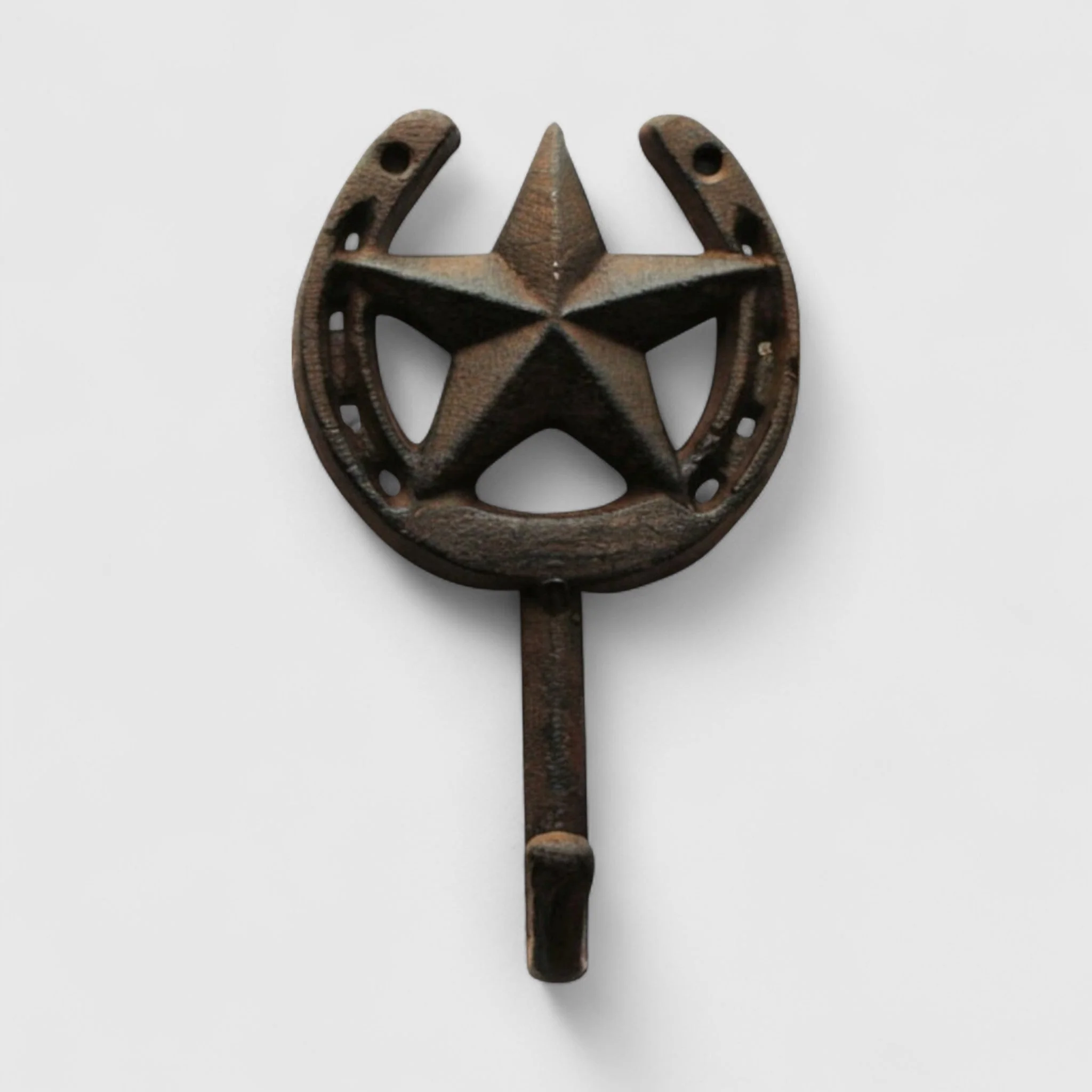 Star & Horseshoe Cast Iron Hook - Rustic Western Wall Organizer - Image 2