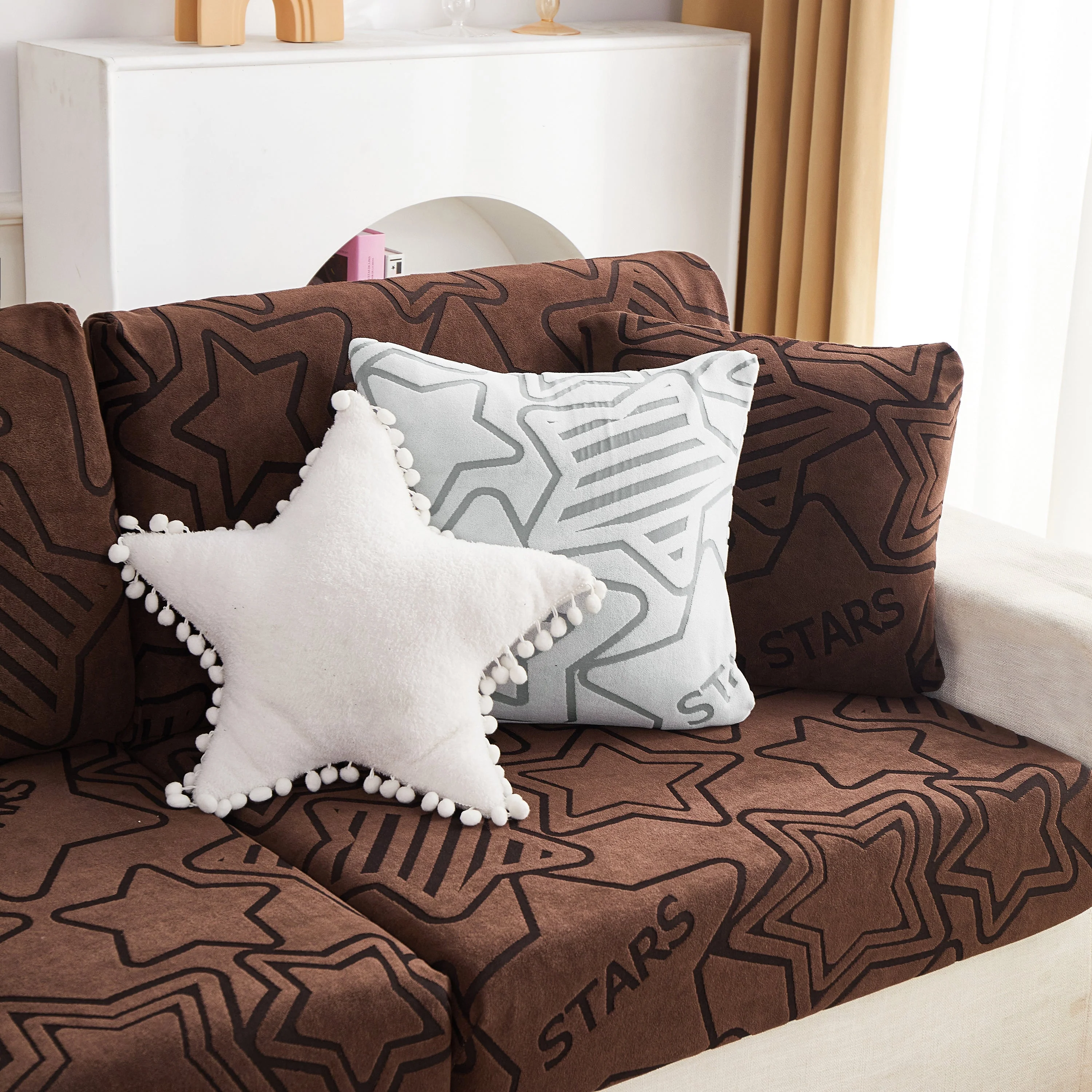Starry Sky Jacquard Fleece Stretchable Non-Slip Cushion Covers Furniture Covers for L-Shaped Couch - Image 14