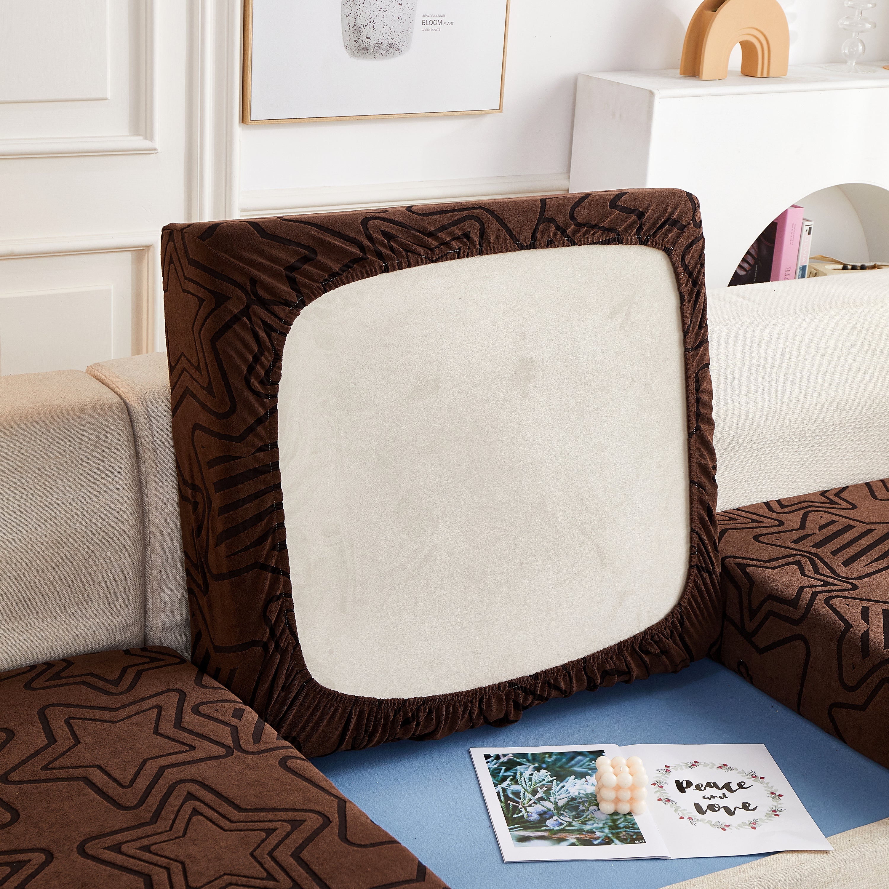 Starry Sky Jacquard Fleece Stretchable Non-Slip Cushion Covers Furniture Covers for L-Shaped Couch - Image 15
