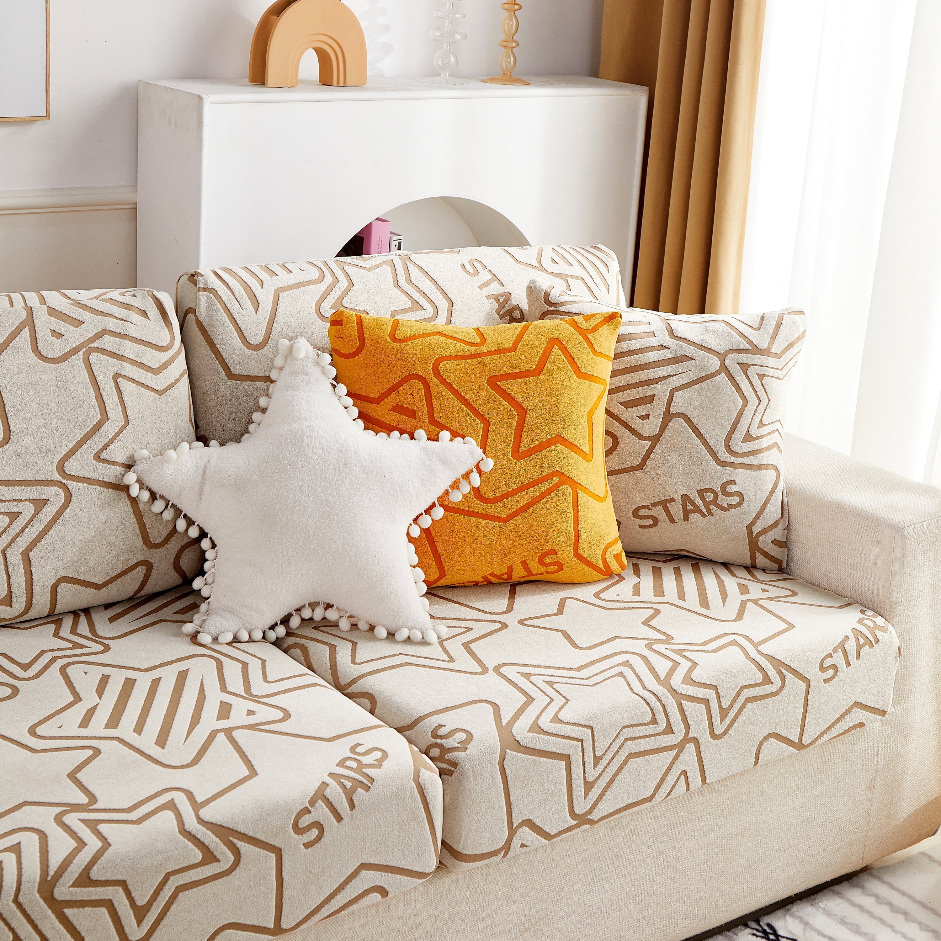 Starry Sky Jacquard Fleece Stretchable Non-Slip Cushion Covers Furniture Covers for L-Shaped Couch - Image 5