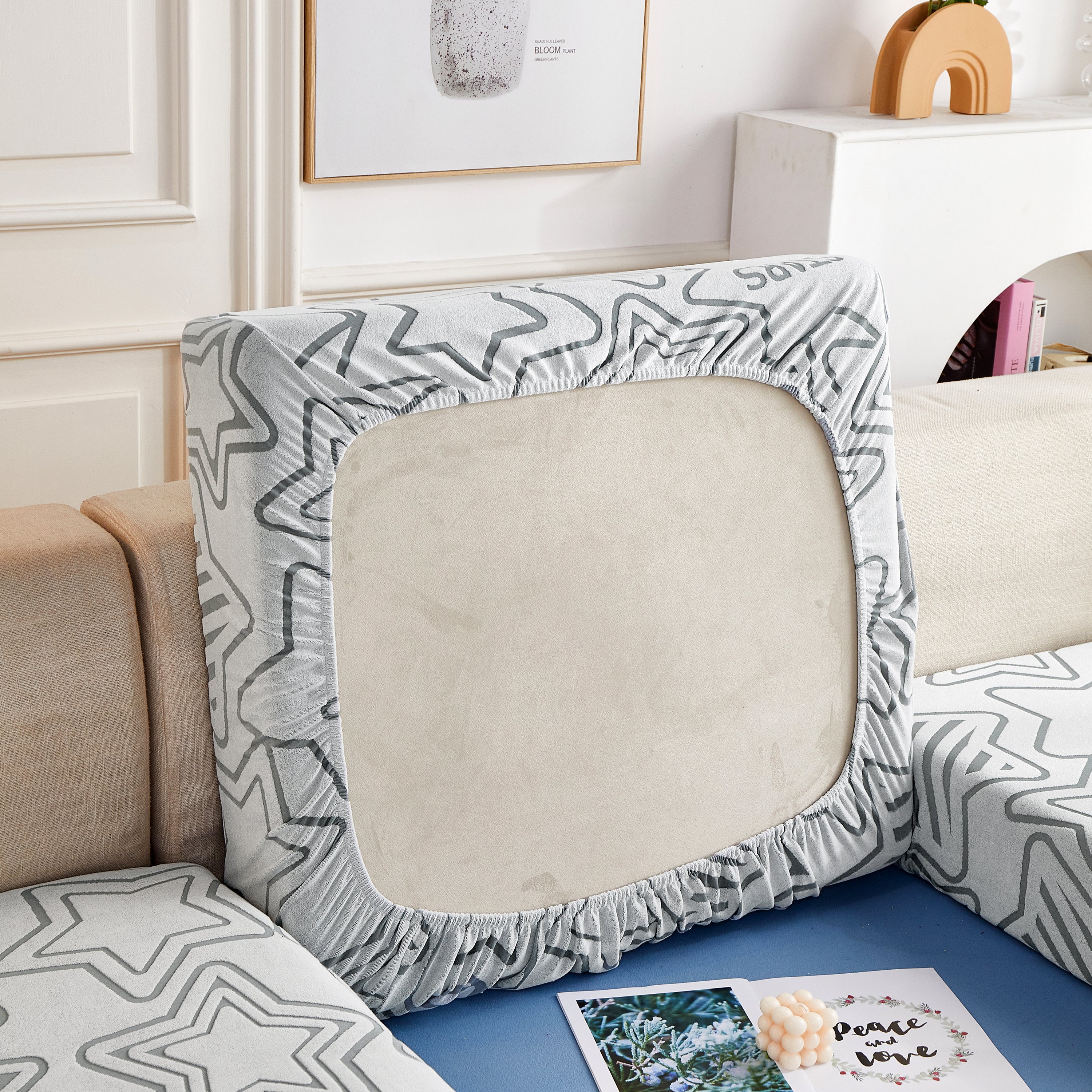 Starry Sky Jacquard Fleece Stretchable Non-Slip Cushion Covers Furniture Covers for L-Shaped Couch - Image 59