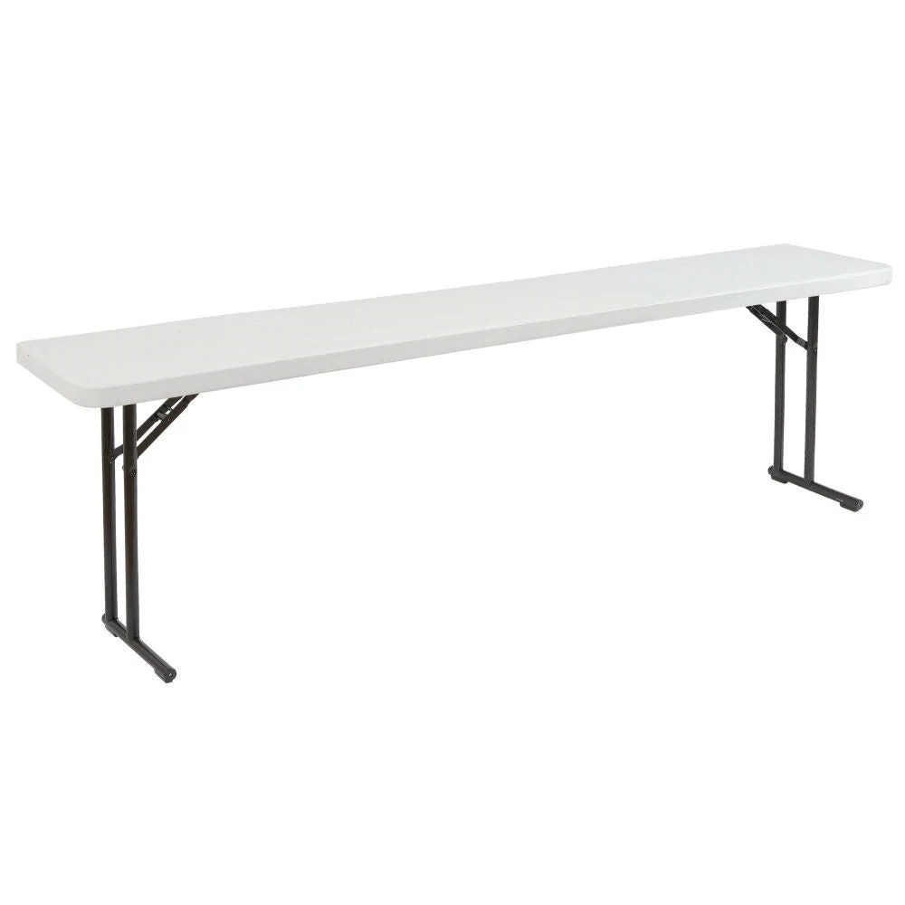 Steel Frame 72-inch Rectangular Gray Plastic Top Folding Table - Image 2