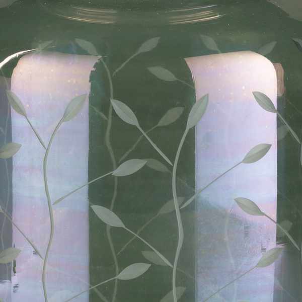 Stewartville Green Etched Glass Jar - Image 4