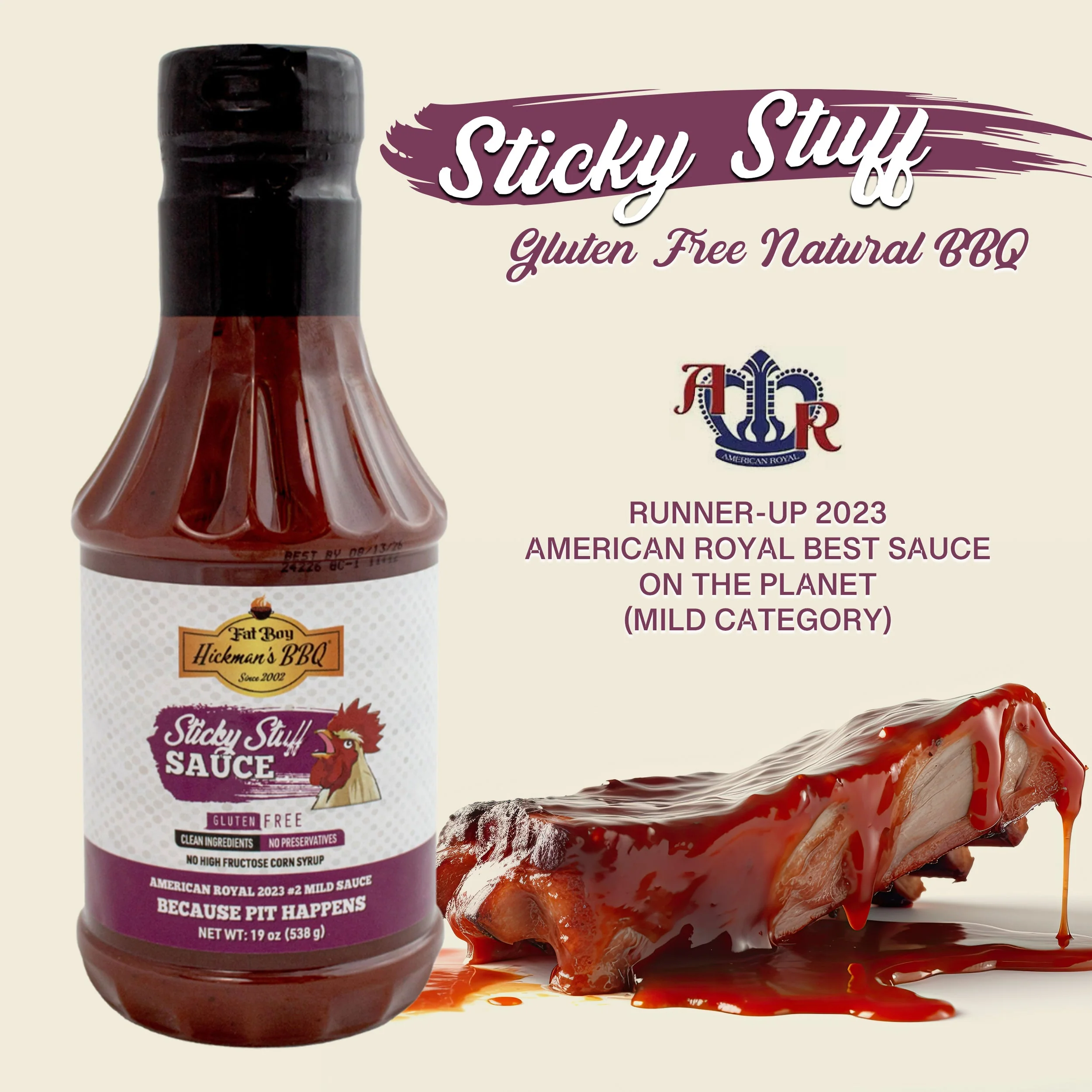Sticky Stuff Gluten Free Natural BBQ Sauce 19 oz - Pack of 2 - Image 6