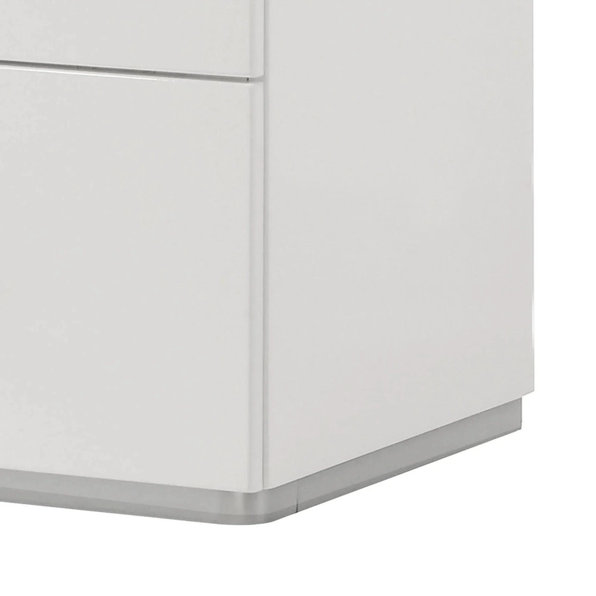 Stoholm Modern White Nightstand with 2-Drawer and Chrome Handles - Image 7