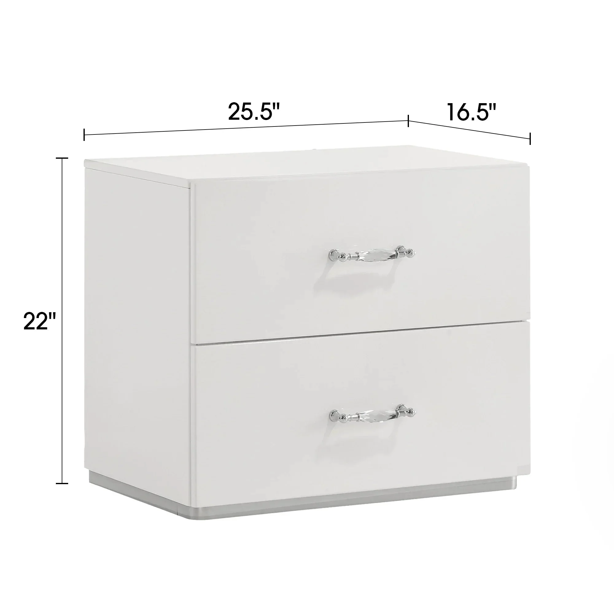 Stoholm Modern White Nightstand with 2-Drawer and Chrome Handles - Image 8