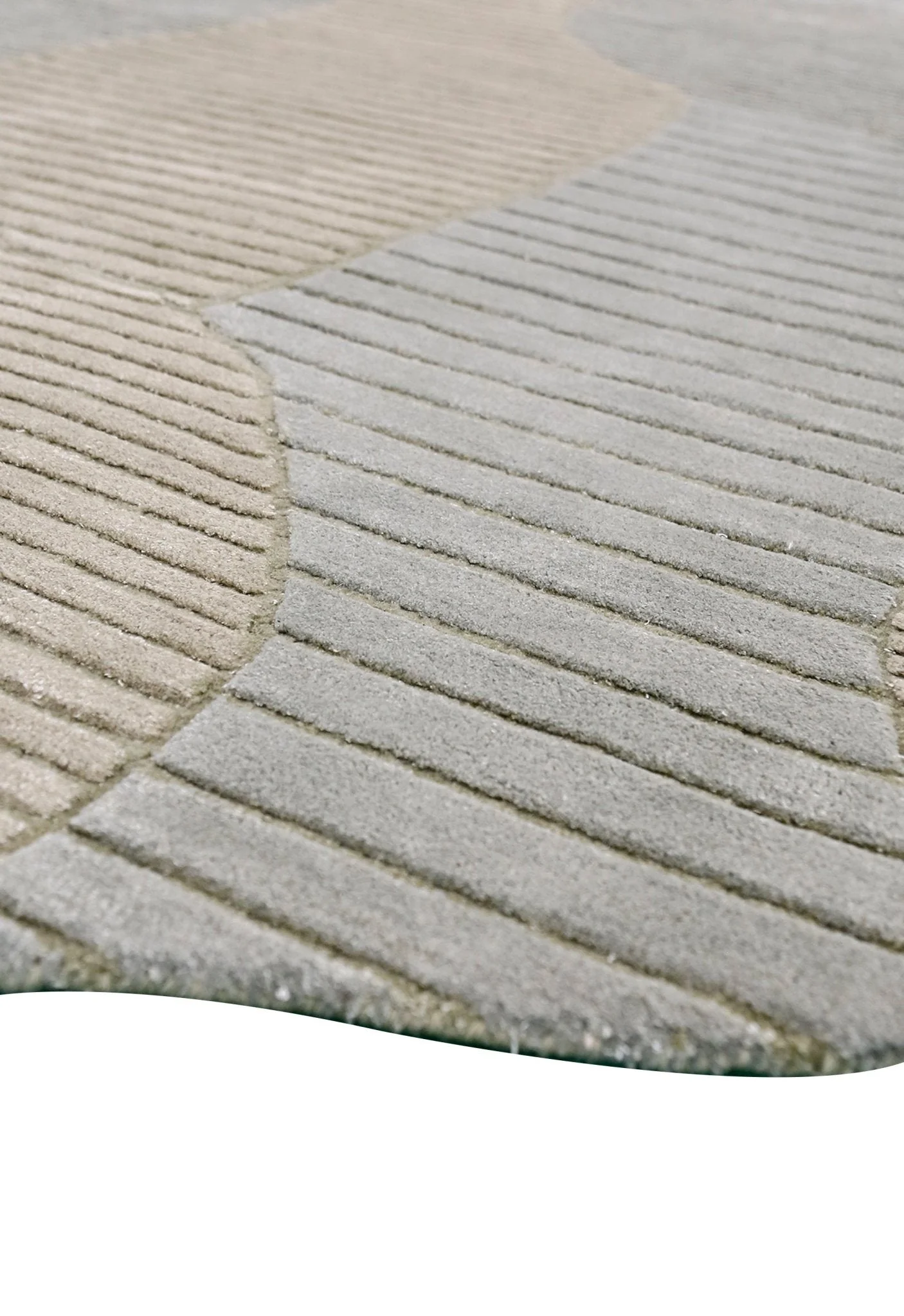 Stone Modern Ripple Beige And Gray Hand Tufted 5x7 Wool Rug - Image 3
