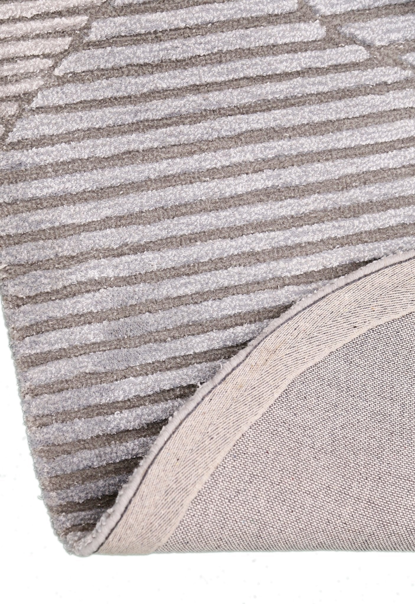 Stone Modern Ripple Lines Gray and Lilac Hand Tufted 5x7 Wool Rug - Image 4