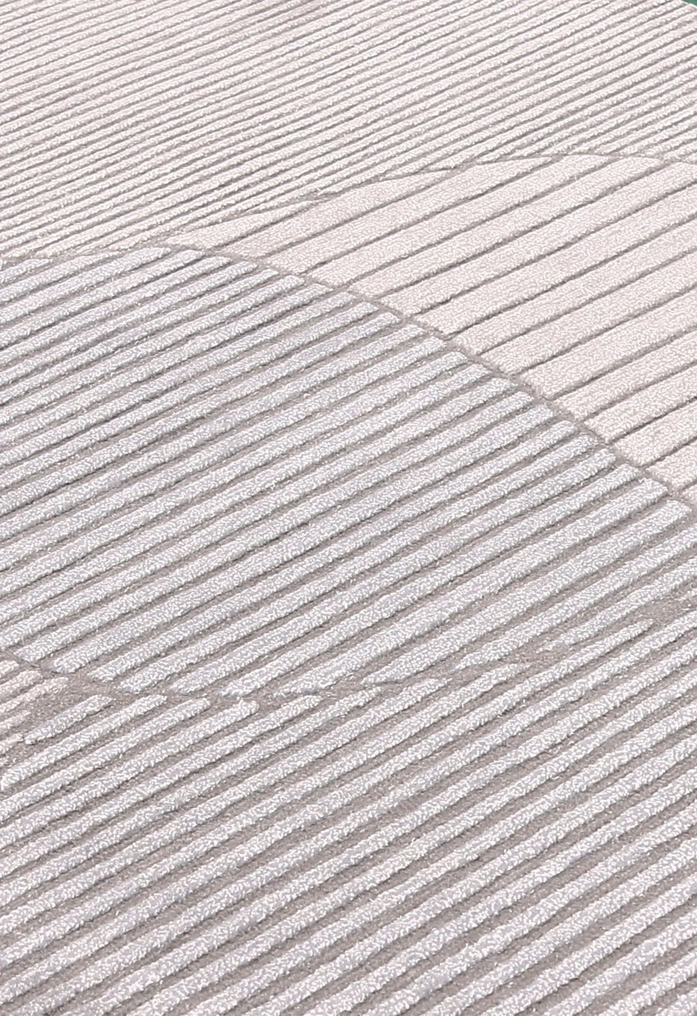 Stone Modern Ripple Lines Gray and Lilac Hand Tufted 5x7 Wool Rug - Image 6