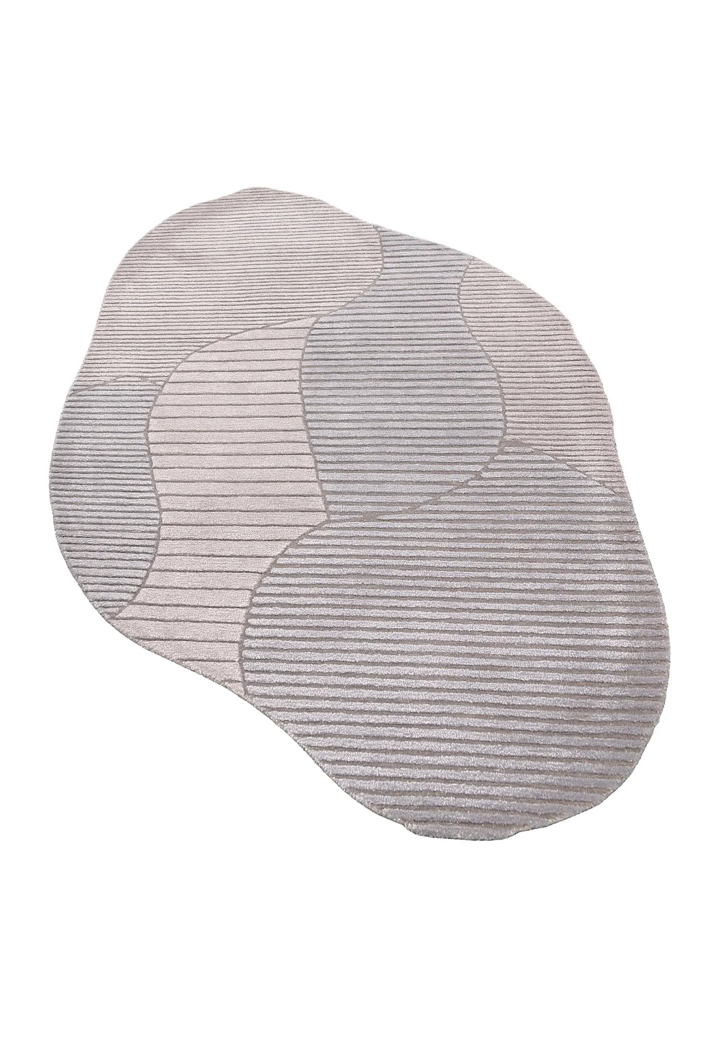 Stone Modern Ripple Lines Gray and Lilac Hand Tufted 5x7 Wool Rug - Image 8