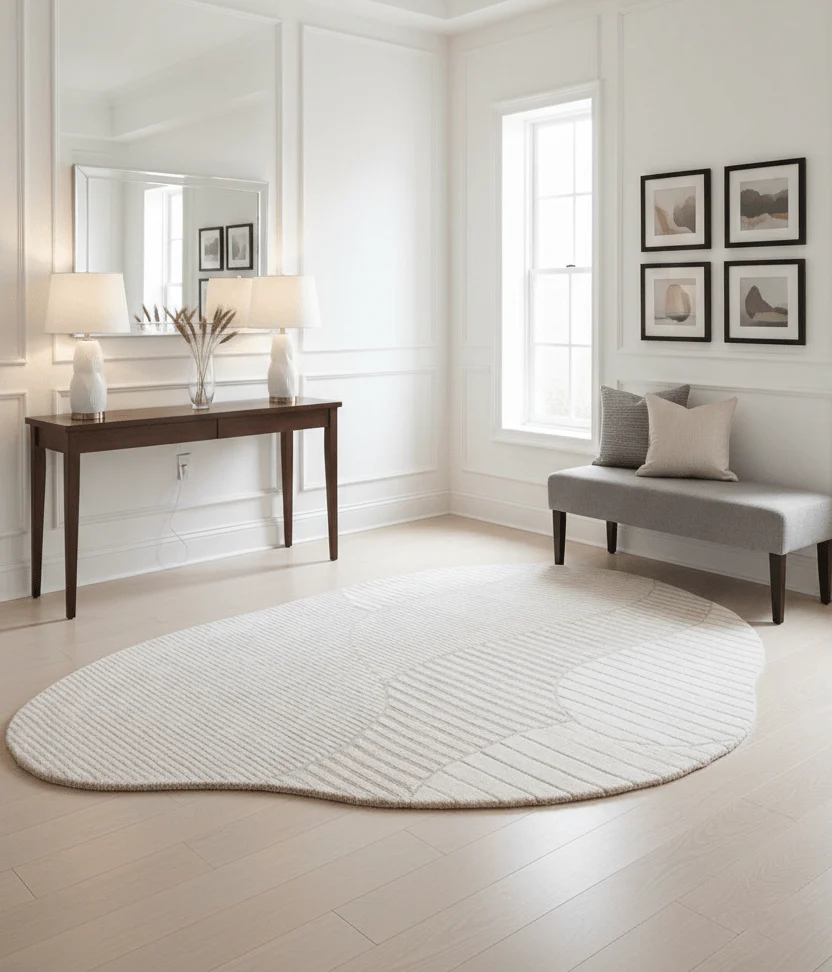 Stone Modern Ripple Pink Hand Tufted 5x7 Wool Rug - Image 2