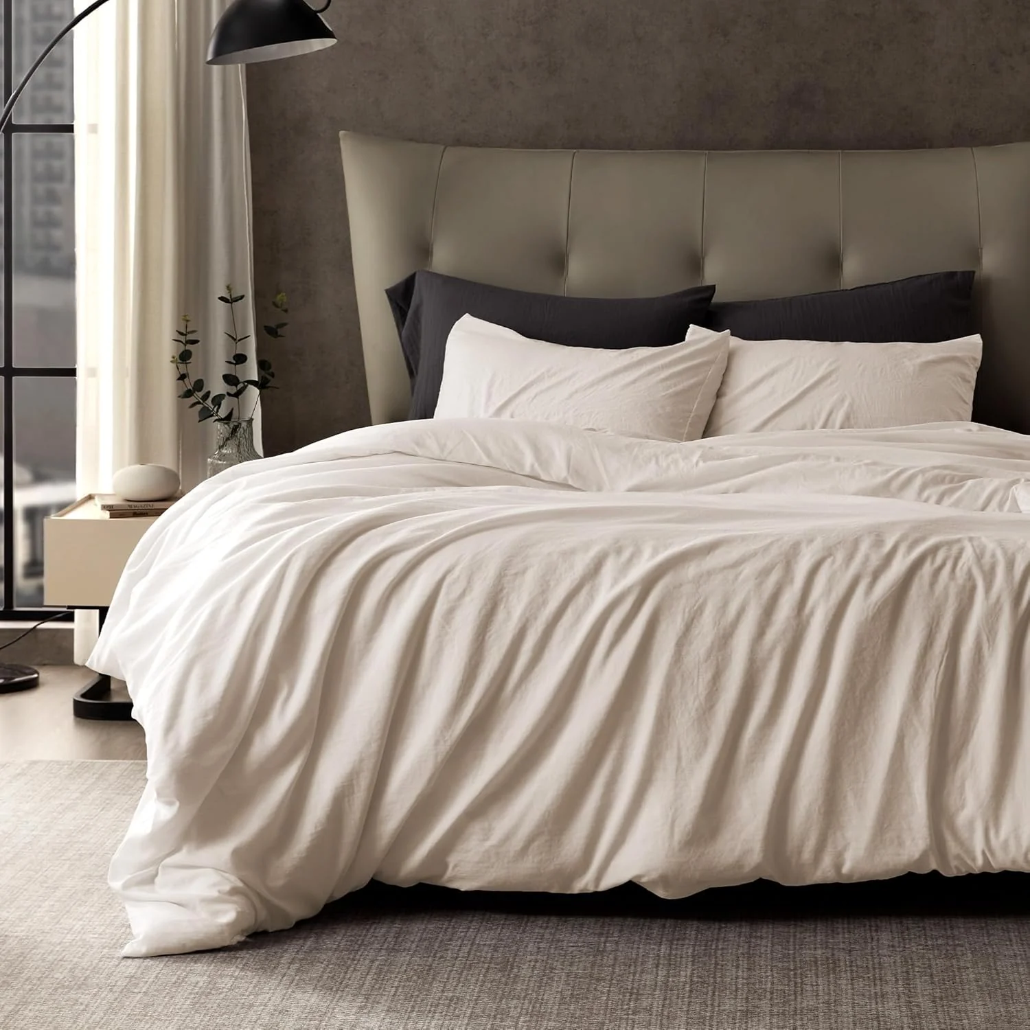 Stone Washed Duvet Cover Set - Beige - Image 2