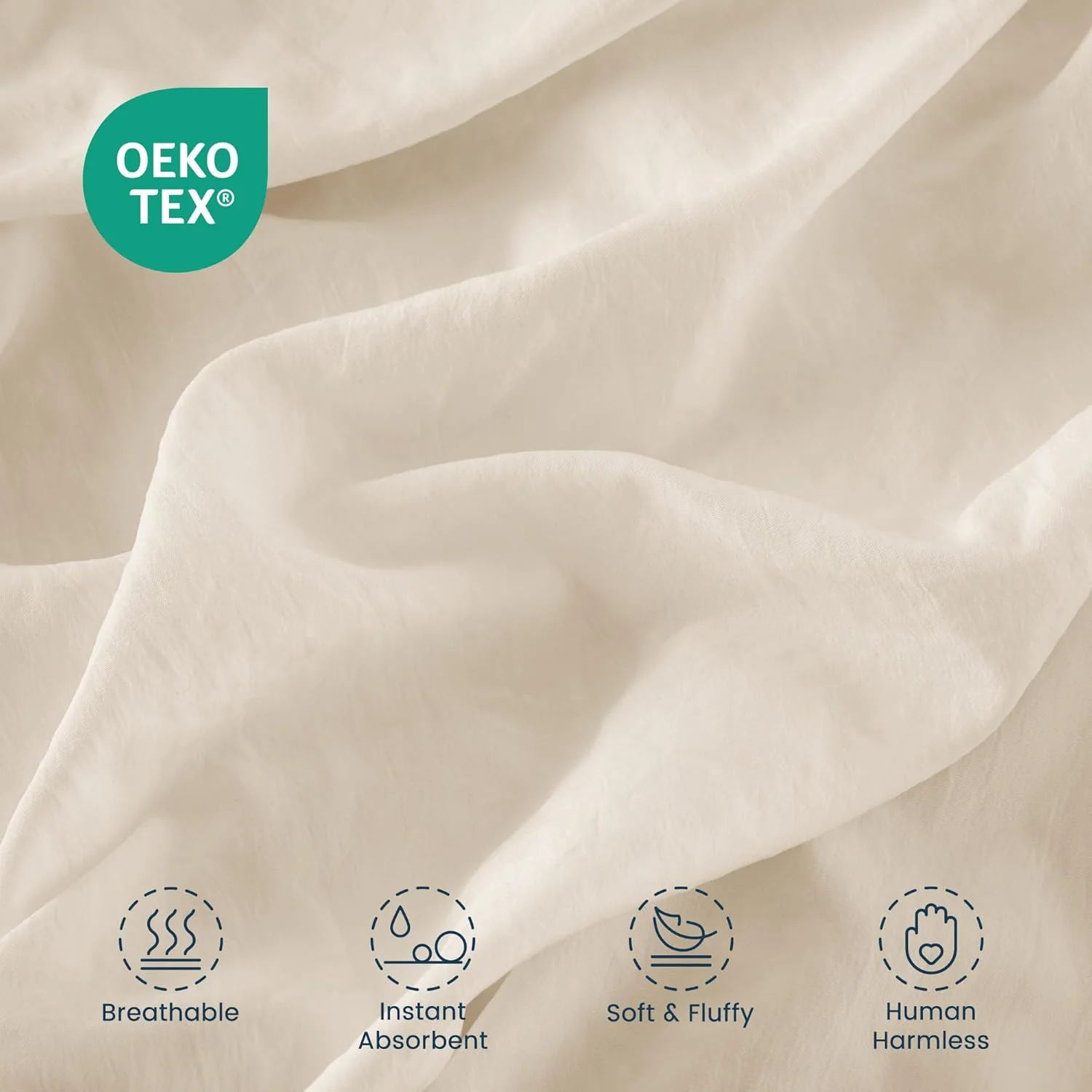Stone Washed Duvet Cover Set - Beige - Image 5