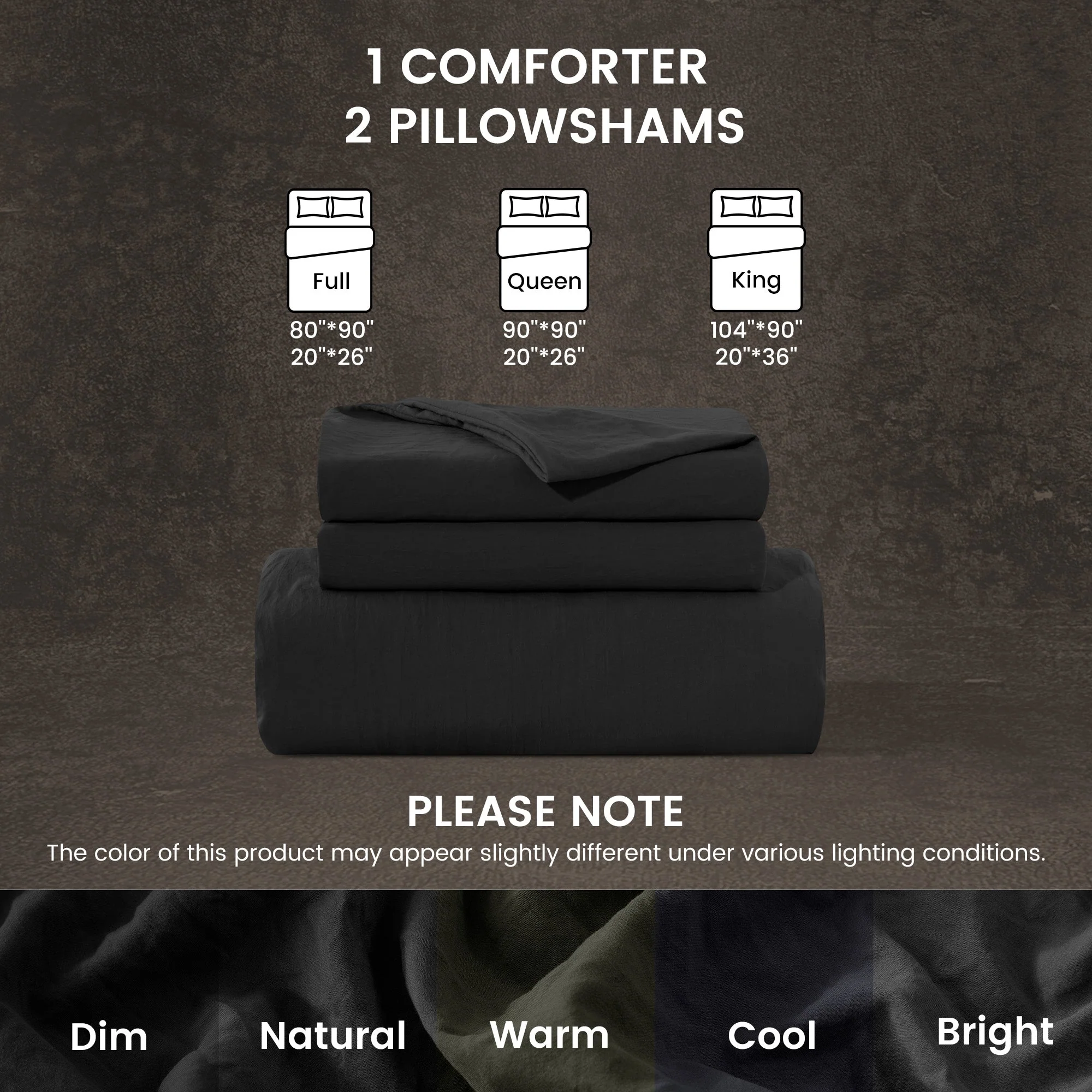 Stone Washed Duvet Cover Set - Black - Image 7