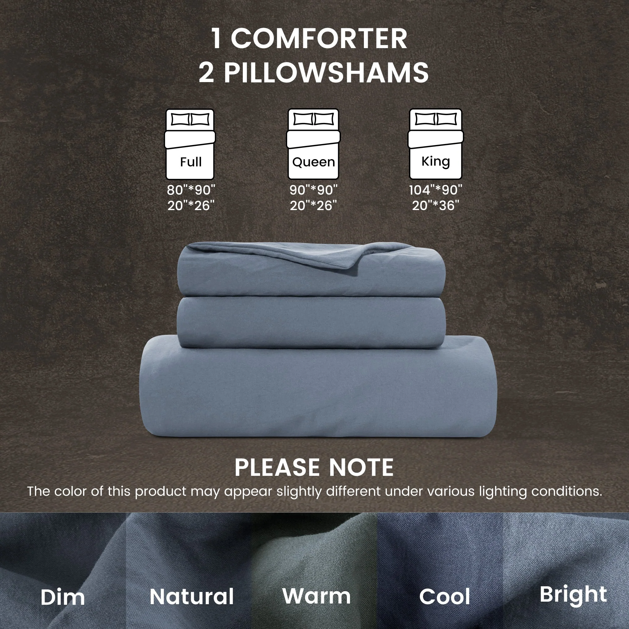 Stone Washed Duvet Cover Set - Flint Stone Blue - Image 5