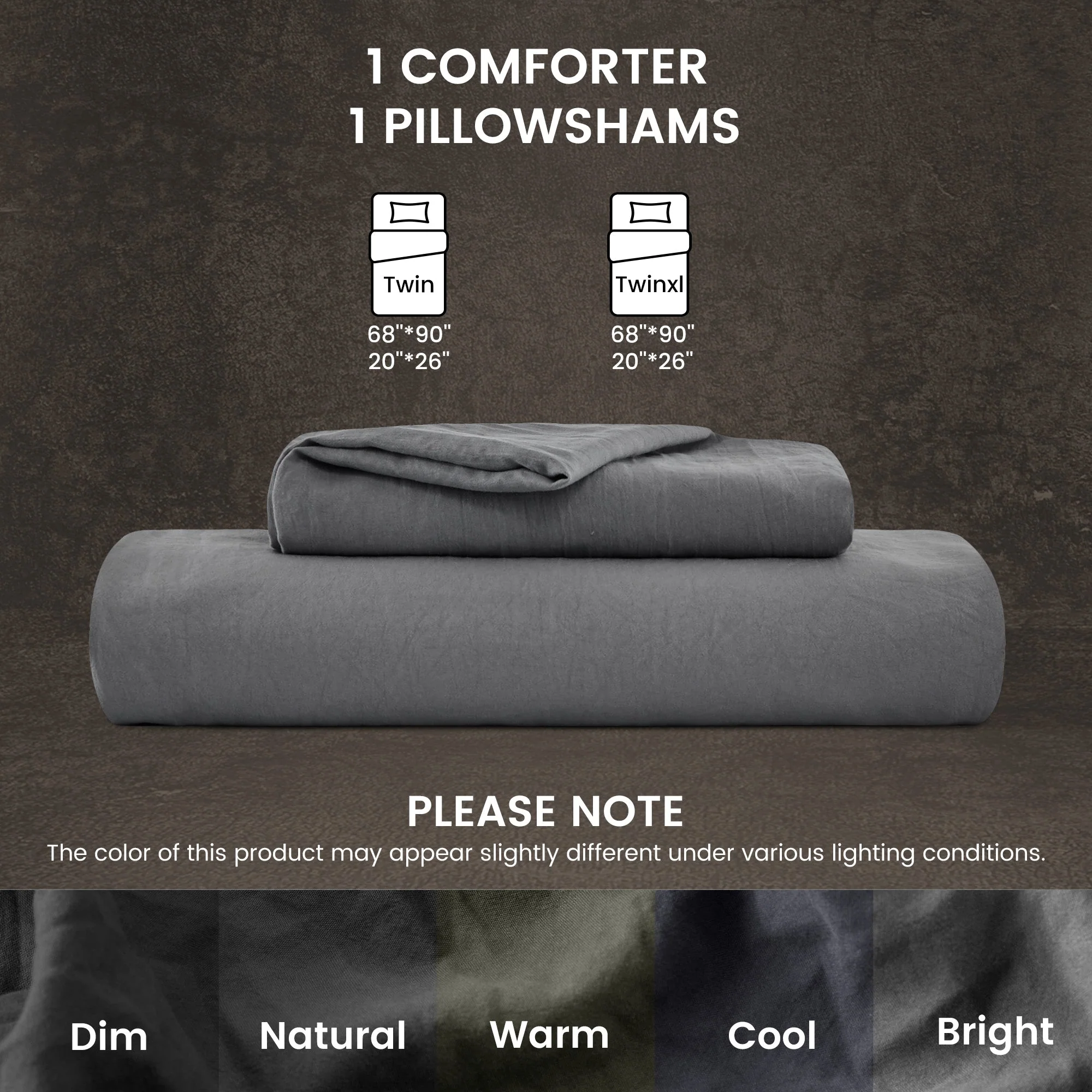Stone Washed Duvet Cover Set - Gray - Image 5